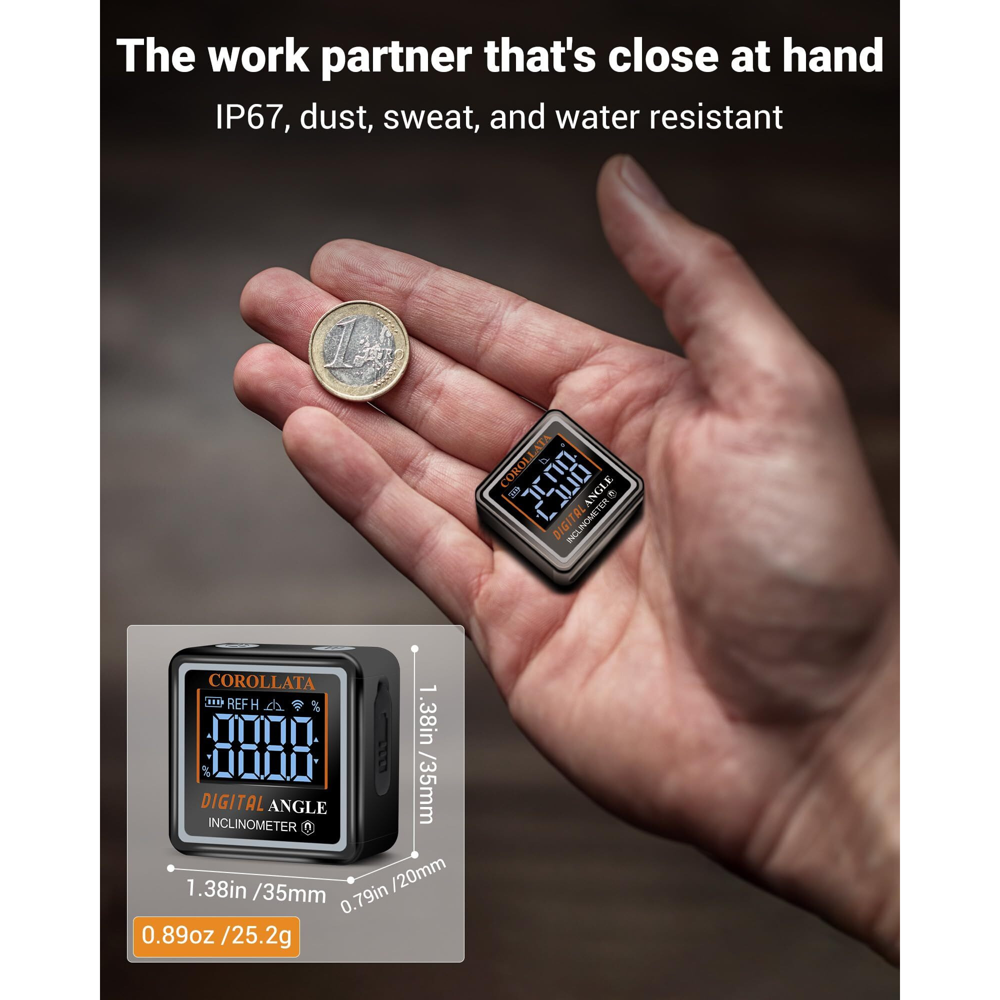 Ultra Small Digital Angel Finder Magnetic Level  Rechargeable Angle Cube  Table Saw Miter Gauge  4 * 90 Degree Protractor Electronic Inclinometer  Wood Working Measuring Tool