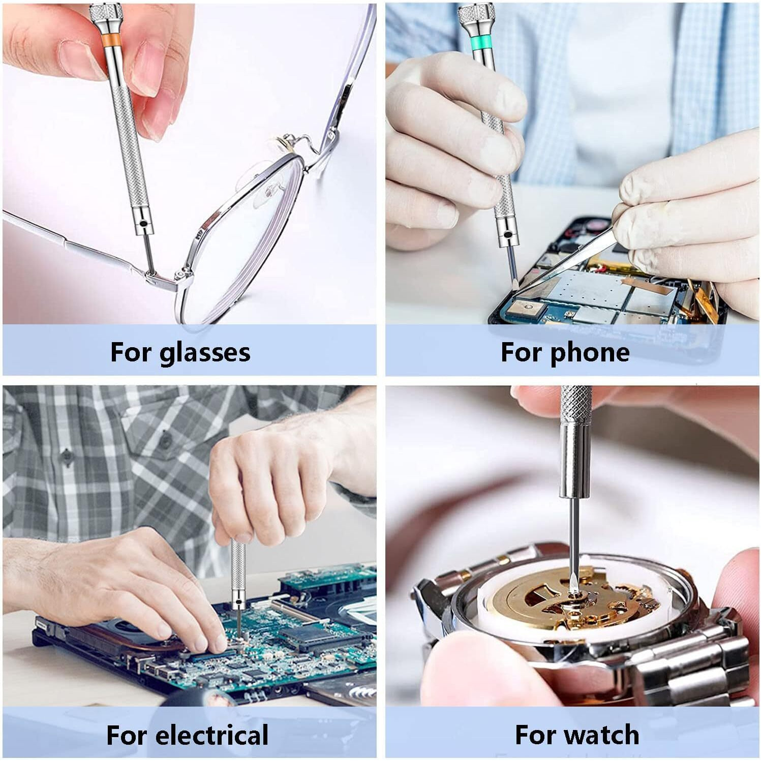 13Pcs Professional Watch Screwdriver Set  Aomisiv Micro Precision Glasses Repair Kit  With 13Pcs 0.6-2.0Mm Extra Replace Blades  For Eyeglass Sunglass Watchmaker Jewelry Computer Phone Small Tools