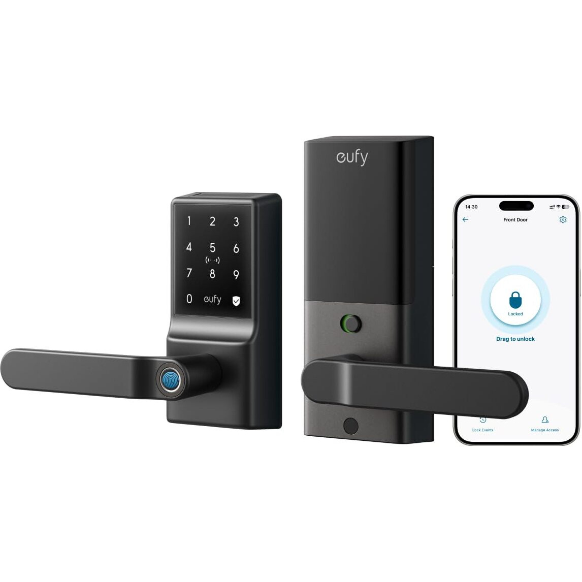 Eufy Smart Lock C33  Keyless Fingerprint Door Lock With Handle  Integrated Wi-Fi  Remote Control Via App  Biometric Entry Knob  Auto-Locking  Ip53 Waterproof (2025 New Version)