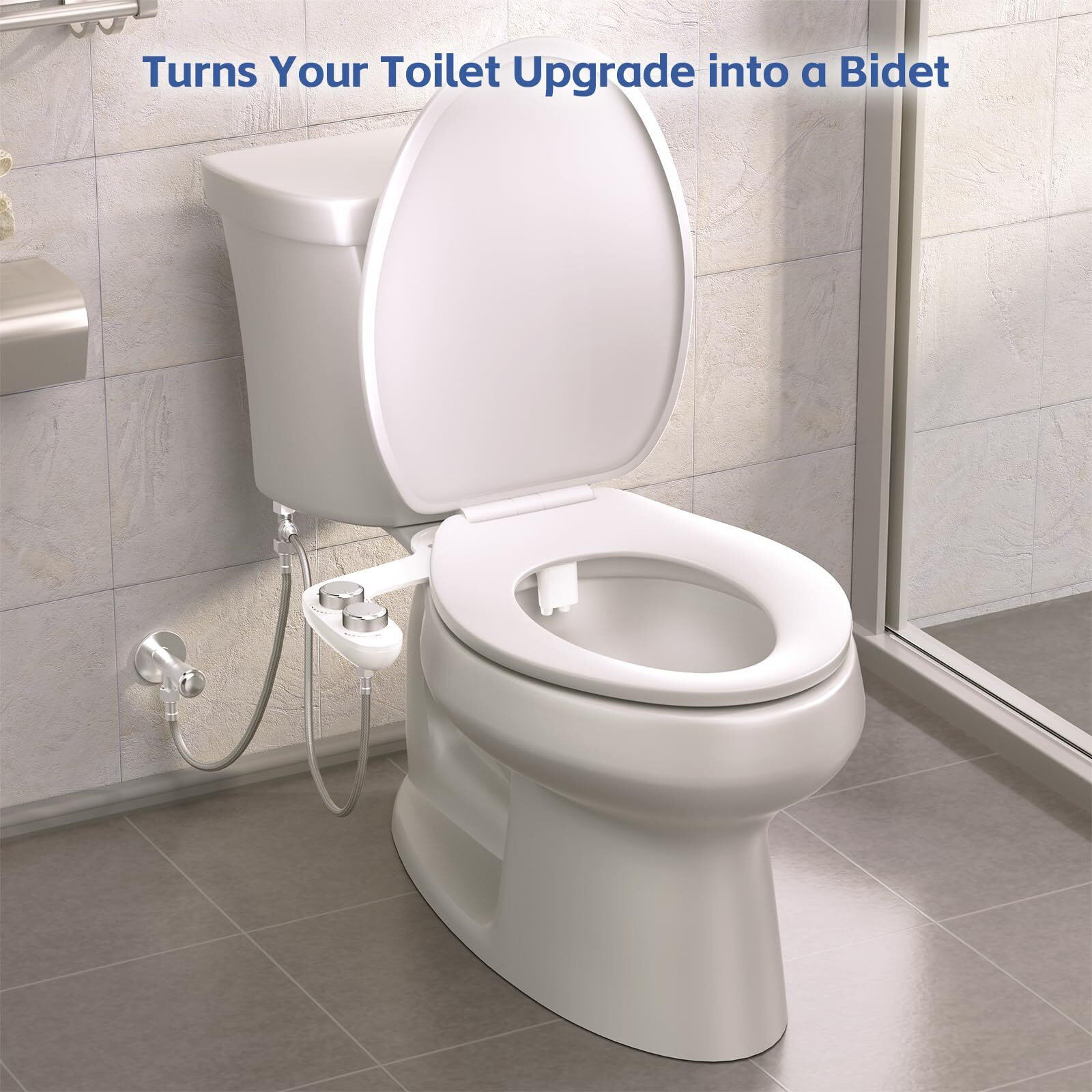 Bidet Attachment For Toilet  Self-Cleaning Dual Retractable Nozzles Bidet  Non-Electric Adjustable Water Pressure For Hygienic Rear & Feminine Wash  Easy Installation Ultra-Slim (White)