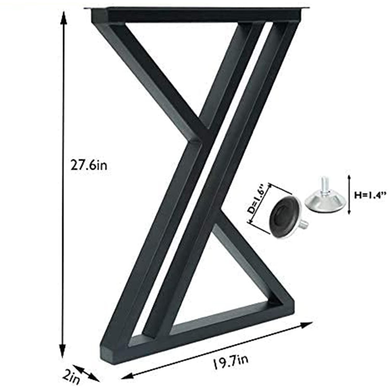 Lbslmjb 28 Inch High Triangular Shaped Metal Table Legs  Modern Cast Iron Welded Desk Legs  Metal Home Diy Project For Nightstand  Coffee Table  Desk  Etc. With Adjustable Floor Protector  Black 2Pcs