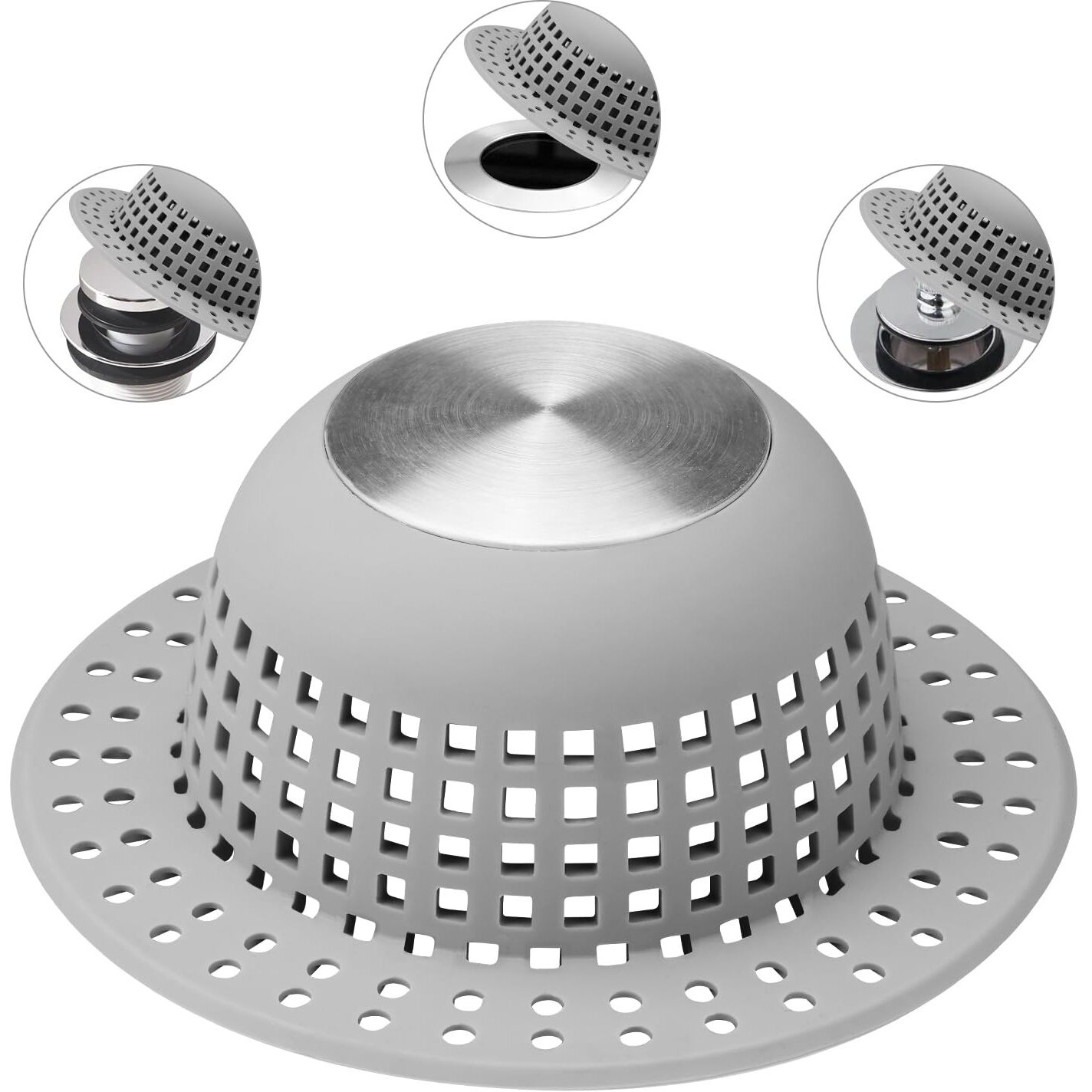 Aluvor Shower Drain Hair Catcher  Bathtub Drain Cover Foldable Silicone Shower & Tub Protector For Pop-Up & Regular Drains