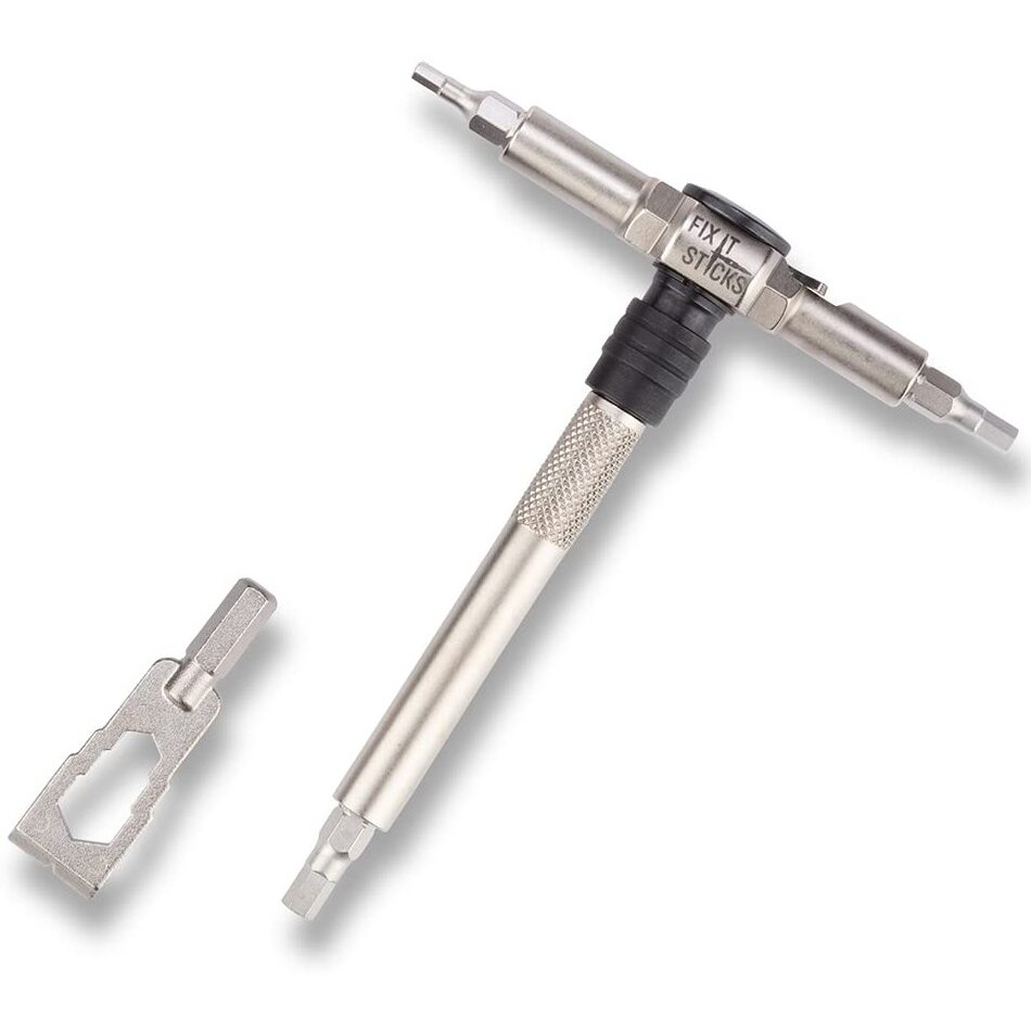 Fix It Sticks Compact Ratcheting Multi-Tool - Edc Set With Ratcheting Locking Hex T-Way Wrench  Mini Pry Bar And 15 Bits Included