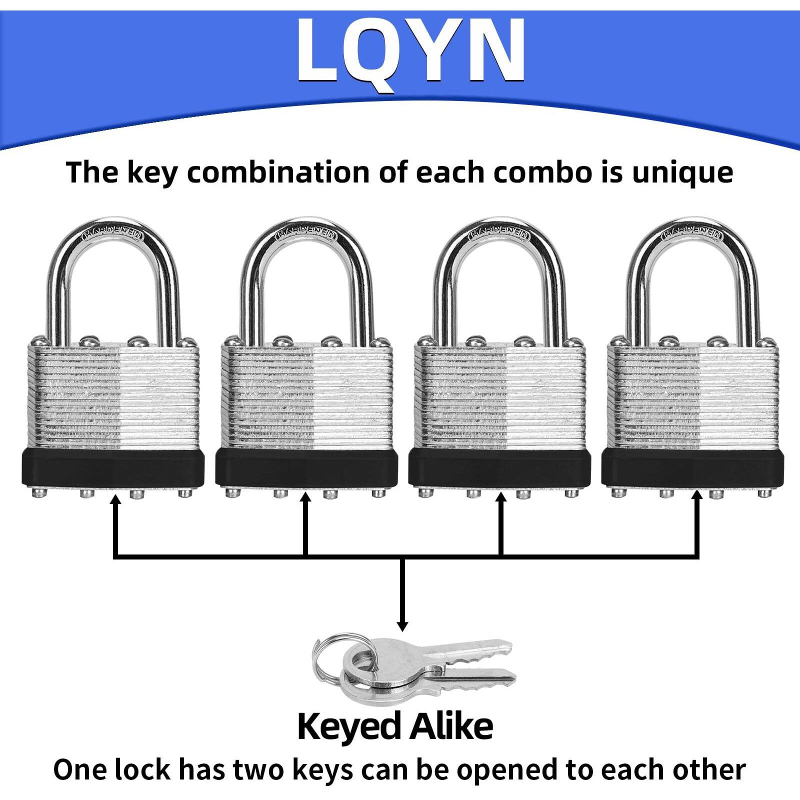 Padlocks With Same Key  Lqyn 12 Pcs Laminated Keyed Padlock (1-9/16""  40Mm)  Keyed Alike Locks  Normal Shackle  For Storage Locker  Hasp Latch  Toolbox  Sheds