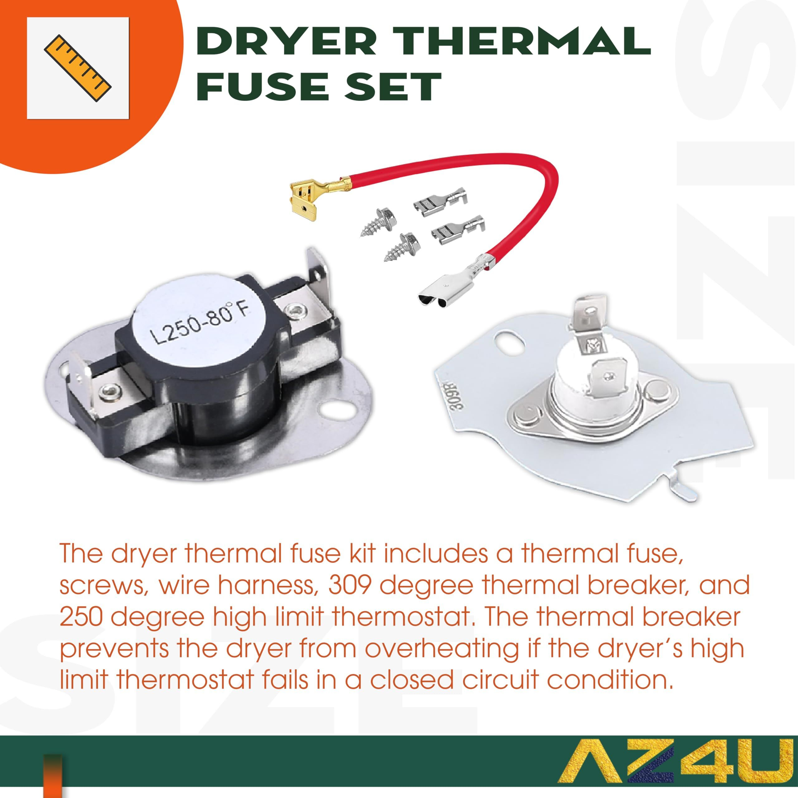 Dryer Thermal Fuse And Thermostat Cut Off Replaces For Maytag Epic Z Bravos Medb765Fw0 Medb835Dw4 Med9600Sq0 Med9700Sq0 Med9800Tq0 Medx500Xw0 Medx700Xw0 Medx700Xl0 Medc700Vw0 Medb855Dc4 Med3500Fw1