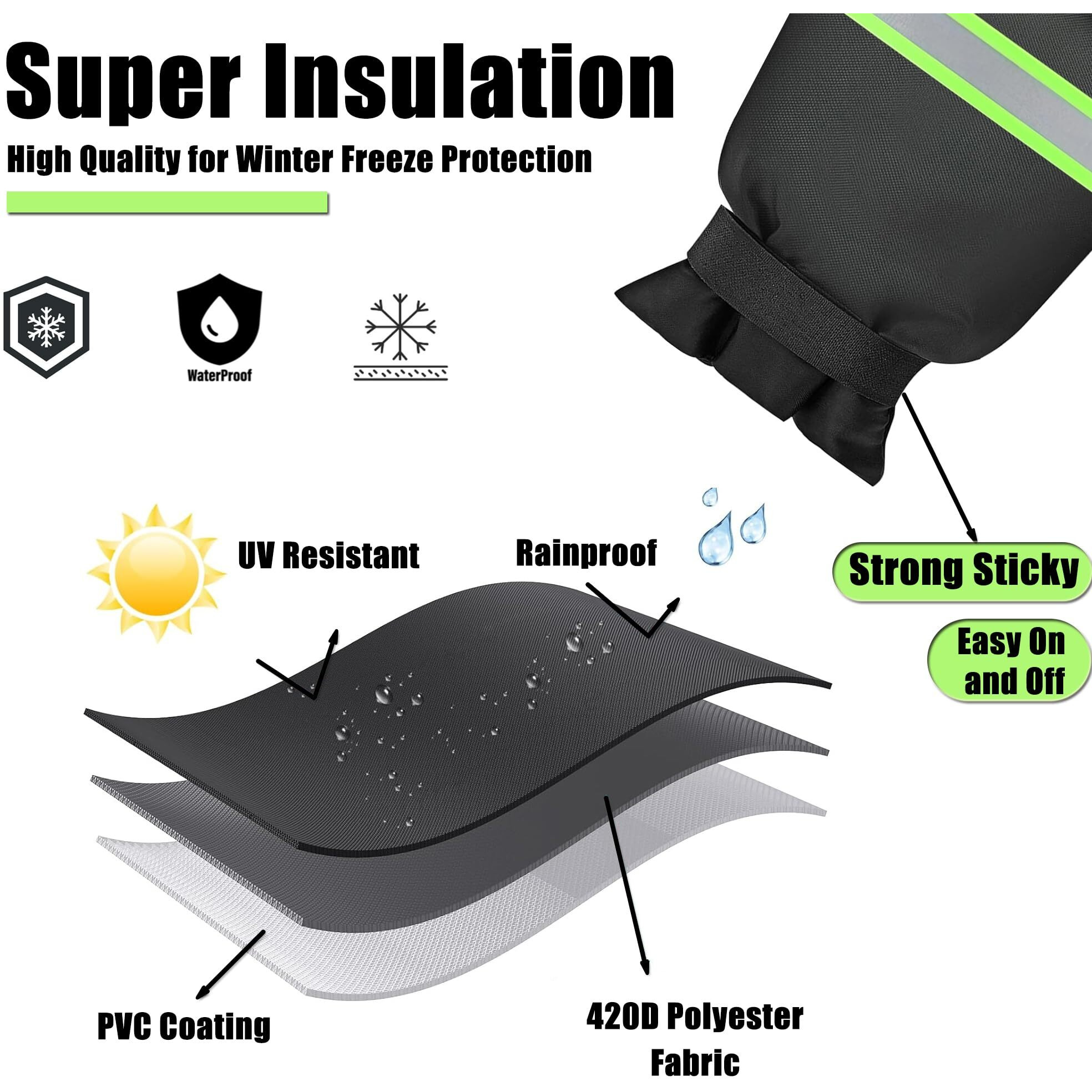 Outdoor Faucet Cover For Winter - Pro 7.1"&quotW X 9.8"&quotH - 6 Pack Outdoor Water Faucet Cover Socks For Winter Freeze Protection Pipe Insulation Reusable Waterproof Insulated Spigot Backflow Cover