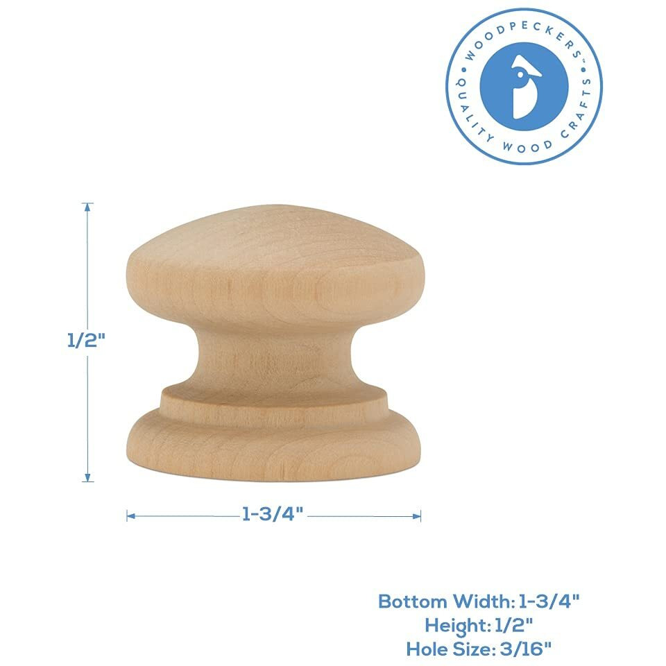 British Wood Knobs 1-3/4 Inch  Pack Of 25 Unfinished Round Wooden Knobs For Dresser Drawers  Cabinets  Furniture  And Crafts  By Woodpeckers