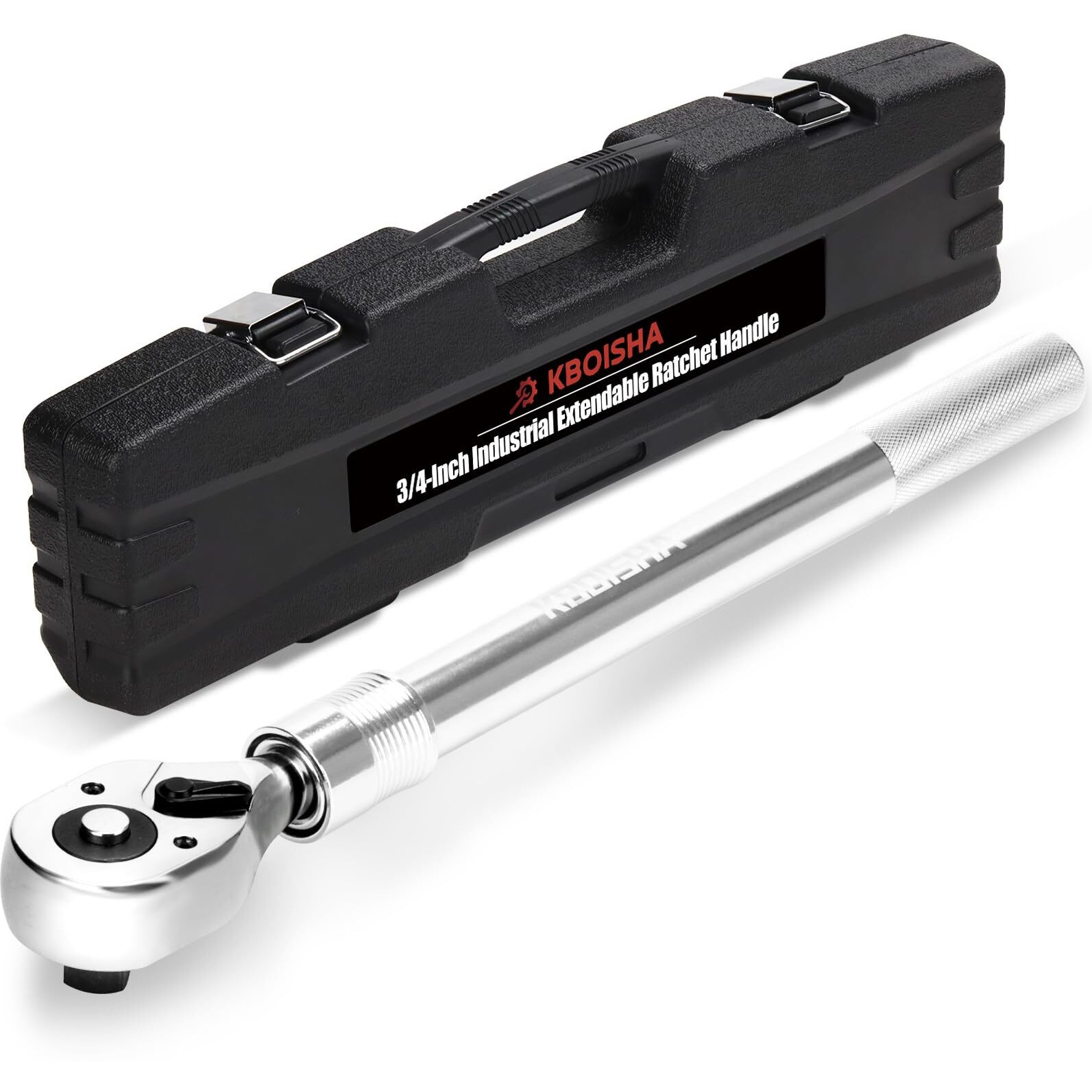Kboisha 3/4-Inch Drive Extendable Ratchet Handle  Reversible Quick Release Telsecoping Ratcheting Torque Wrench Extends 19.5-31 Inch