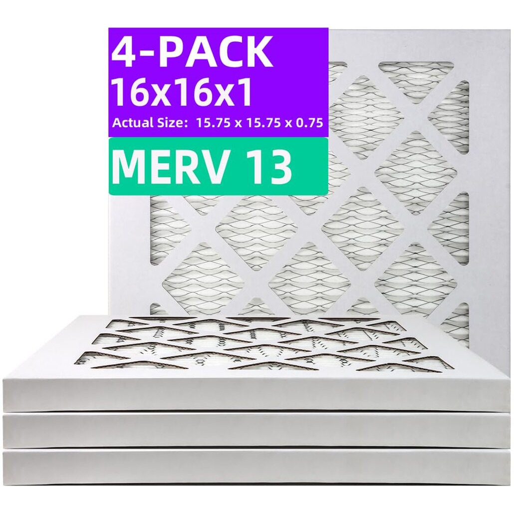 Qingzhug 16X16X1 Merv 13 (4-Pack) Pleated Air Filter (Actual Size 15.75"" X 15.75"" X 0.75"") Mpr 1900 & Fpr 10  Furnace Air Filters