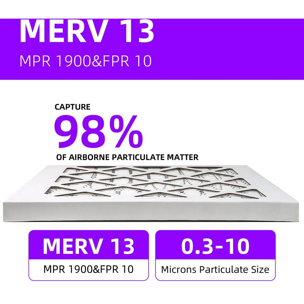 Qingzhug 16X16X1 Merv 13 (4-Pack) Pleated Air Filter (Actual Size 15.75"" X 15.75"" X 0.75"") Mpr 1900 & Fpr 10  Furnace Air Filters