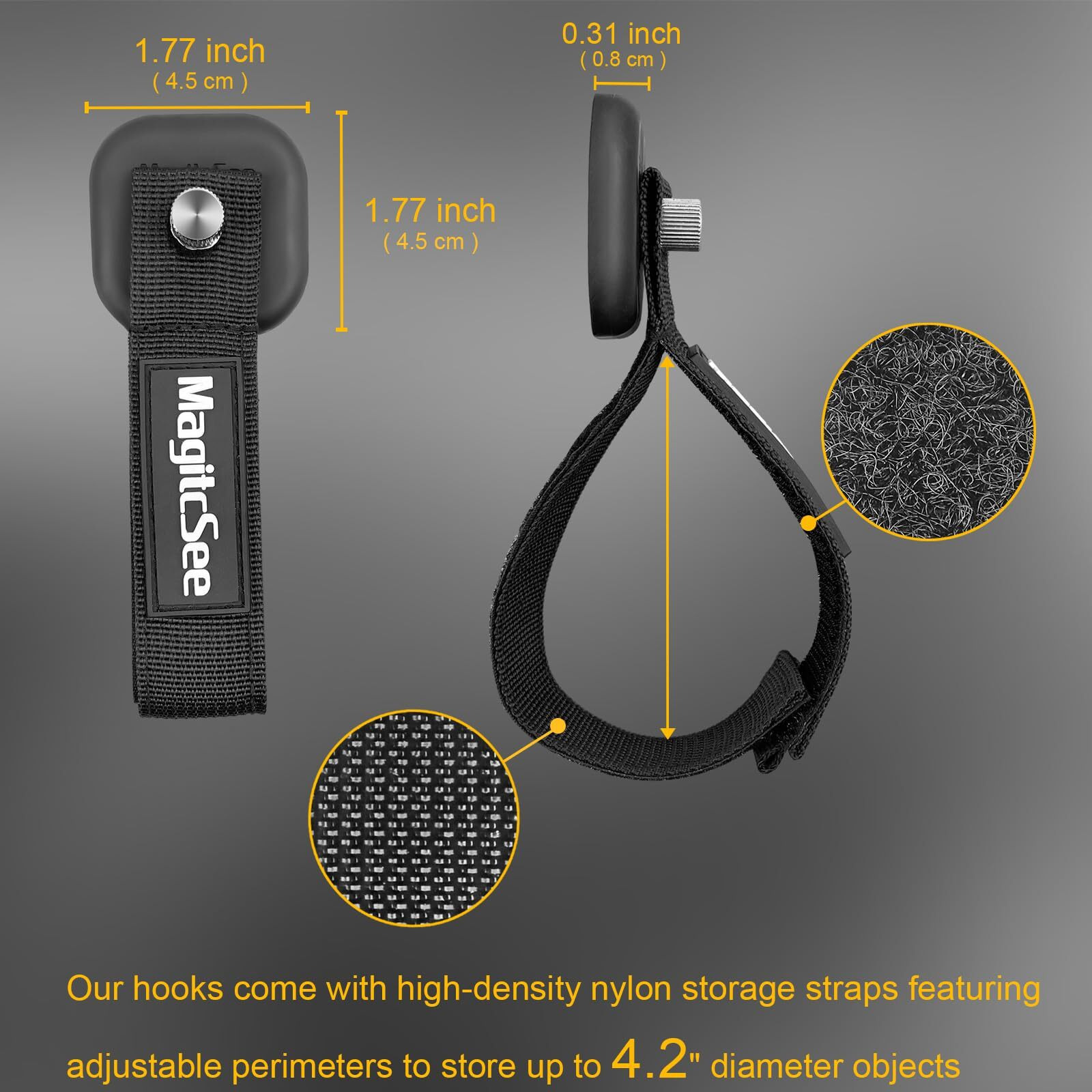 Updated 4 Pack Heavy Duty Magnetic Hook Straps For Extention Cords  Powerful Cruise Garage Storage Hook Ties For Hanging Cables  Garden Hoses Ropes  Workshop Tool Box Magnet Organize Hangers For Tools