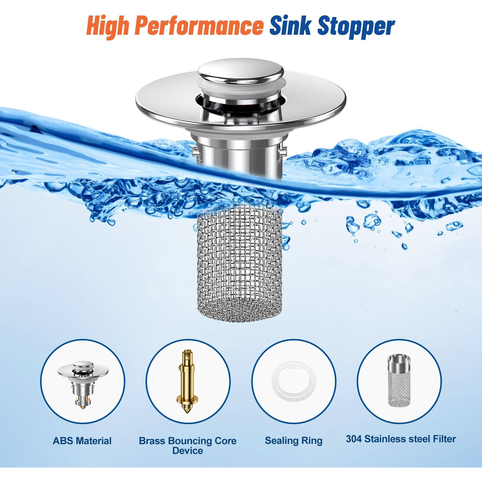 2Pcs Bathroom Sink Stopper Hair Catcher  Pop Up Sink Drain Filter With Removable Stainless Steel Filter Basket Hair Catcher  For Us Bathroom Sink Stopper Replacement (2Pcs)