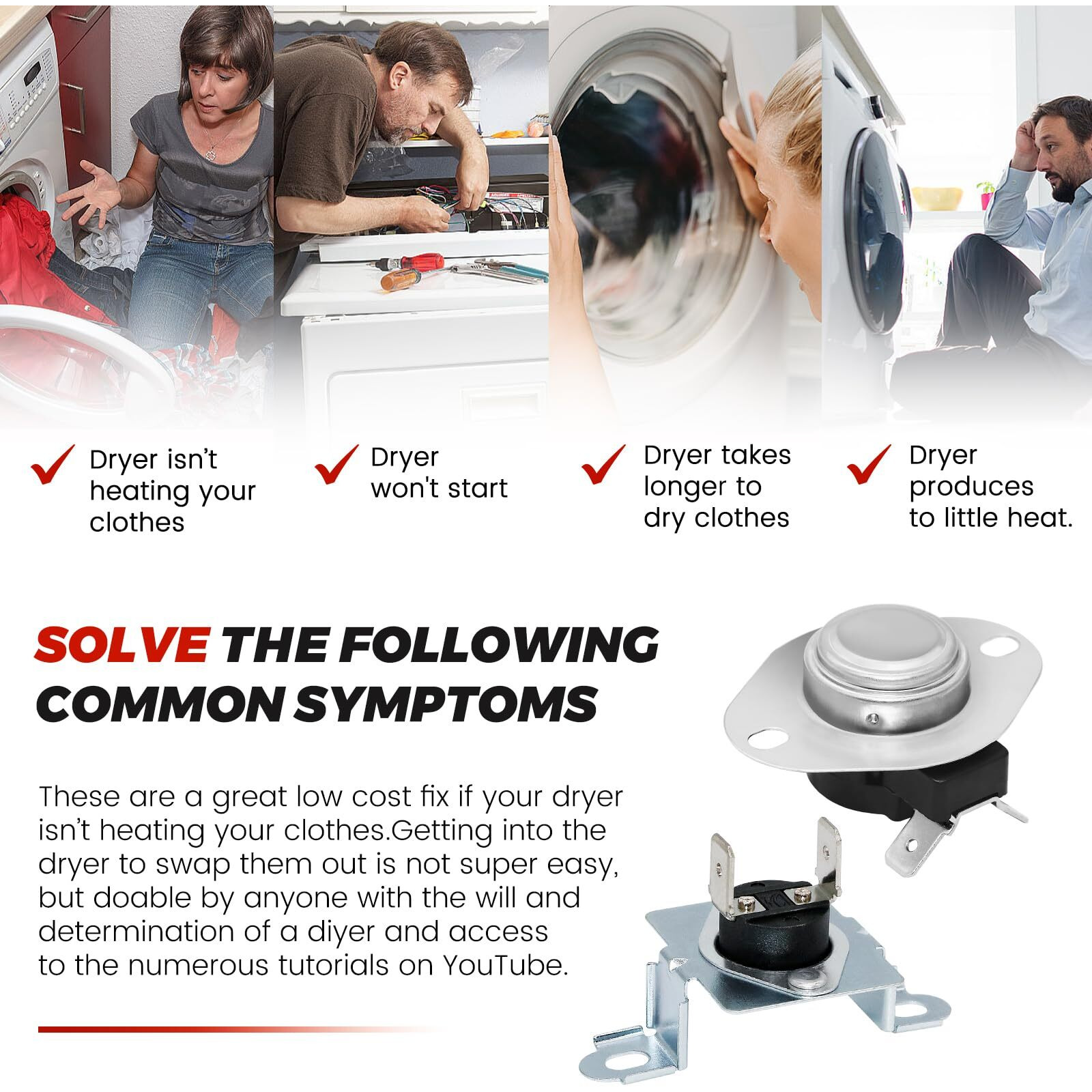 Dryer Thermal Fuse 6931El3003D 6931El3001F Dryer Thermostat Kit By Puxyblue - Replaces Ap5072172 Dle5955W L125-31C - Compatible With Kenmore Lg Dryers Dle2050W  Dle2301R  Etc.