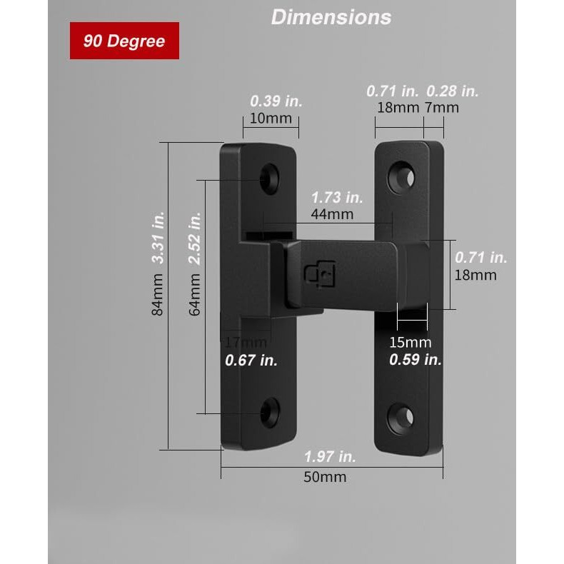 Etekjoy Heavy-Duty Flip Latch Lock 90/180 Degree Sliding/Swinging Door Lock Latch Bolt For Gate Barn Garage Garden Fence Shed Window Cabinet (Black  90 Degree)