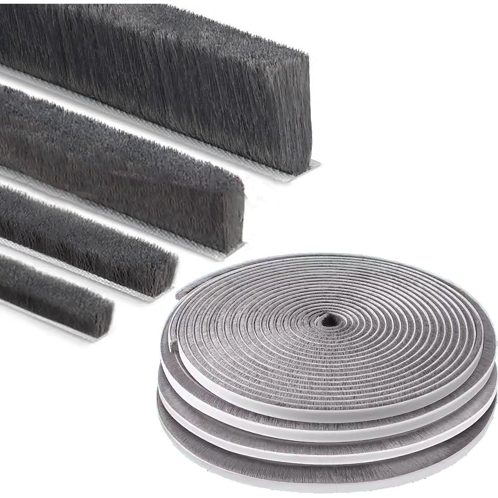 Zompago Brush Weather Stripping 0.9 In X 0.4 In X 32.8 Ft Grey Insulation Sliding Seal Strip Glass Window Felt Brush Door Sweep Self Adhesive Draft Blocker Dust Stopper Sliding Door Seal Winter