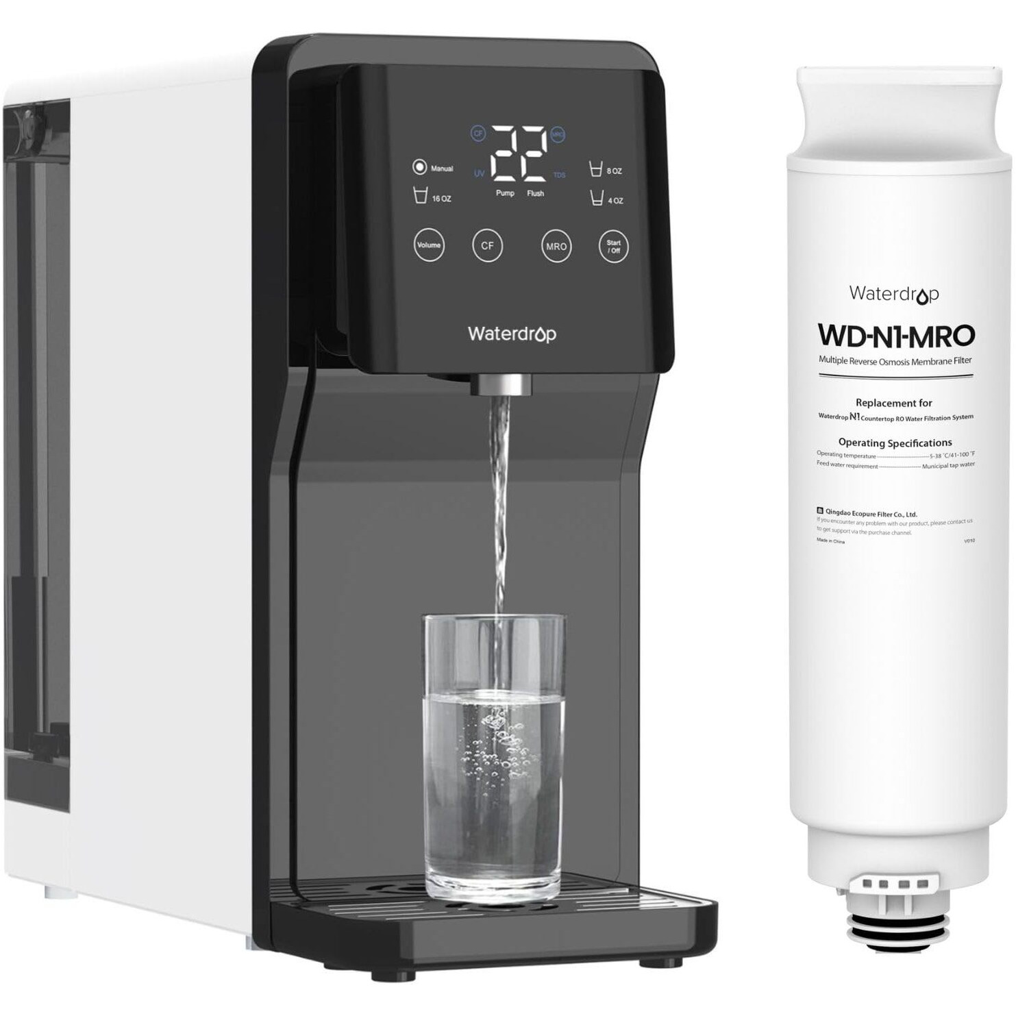 Waterdrop Wd-N1-Mro Filter  Replacement For Wd-N1-W Countertop Reverse Osmosis Water Filtration System  18-Month Lifetime