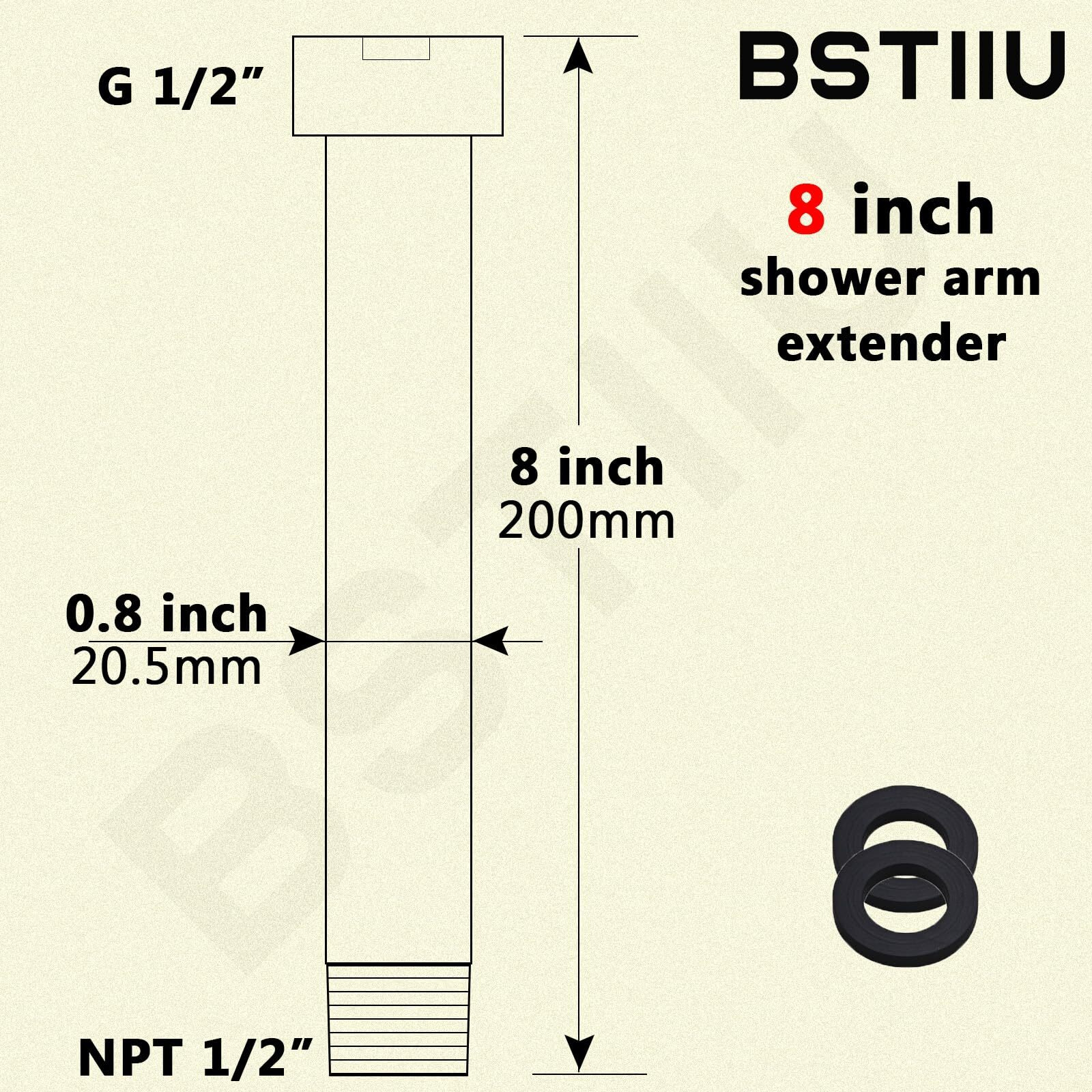 Shower Extender Arm  Bstiiu 8 Inch Extension Arm For Overhead Rainfall Shower Head  Brushed Gold