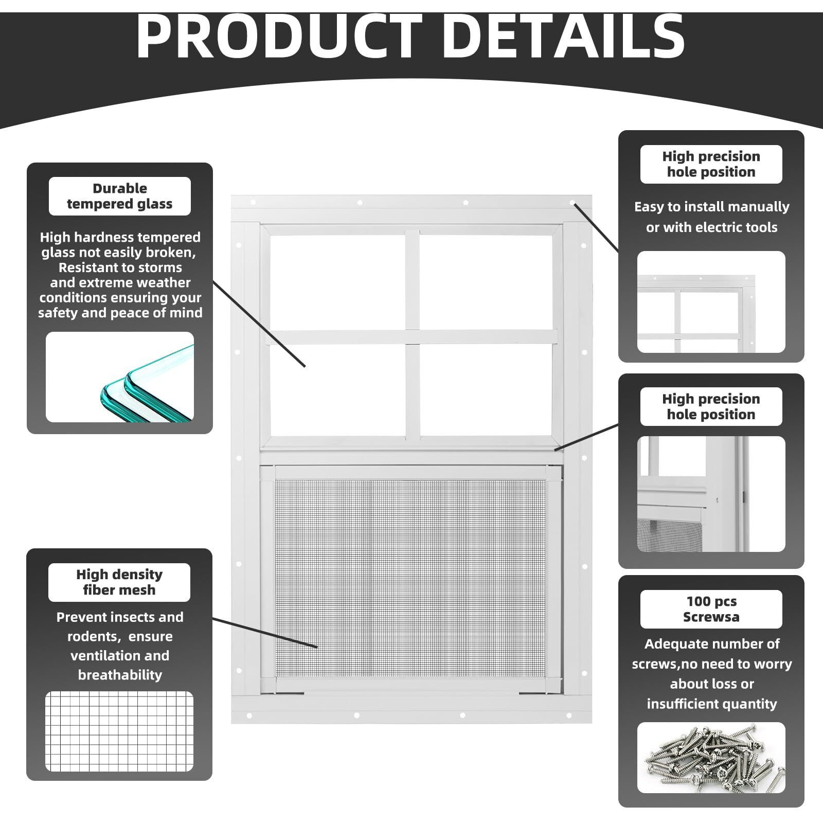 Shed Windows 2 Pack 14"" W X 21"" H Flush Mount White Window With Tempered Glass And Fiberglass Screen Sliding Windows With Vertical Slider And Screws For Sheds Chicken Coop  Playhouse Garbage Room Etc
