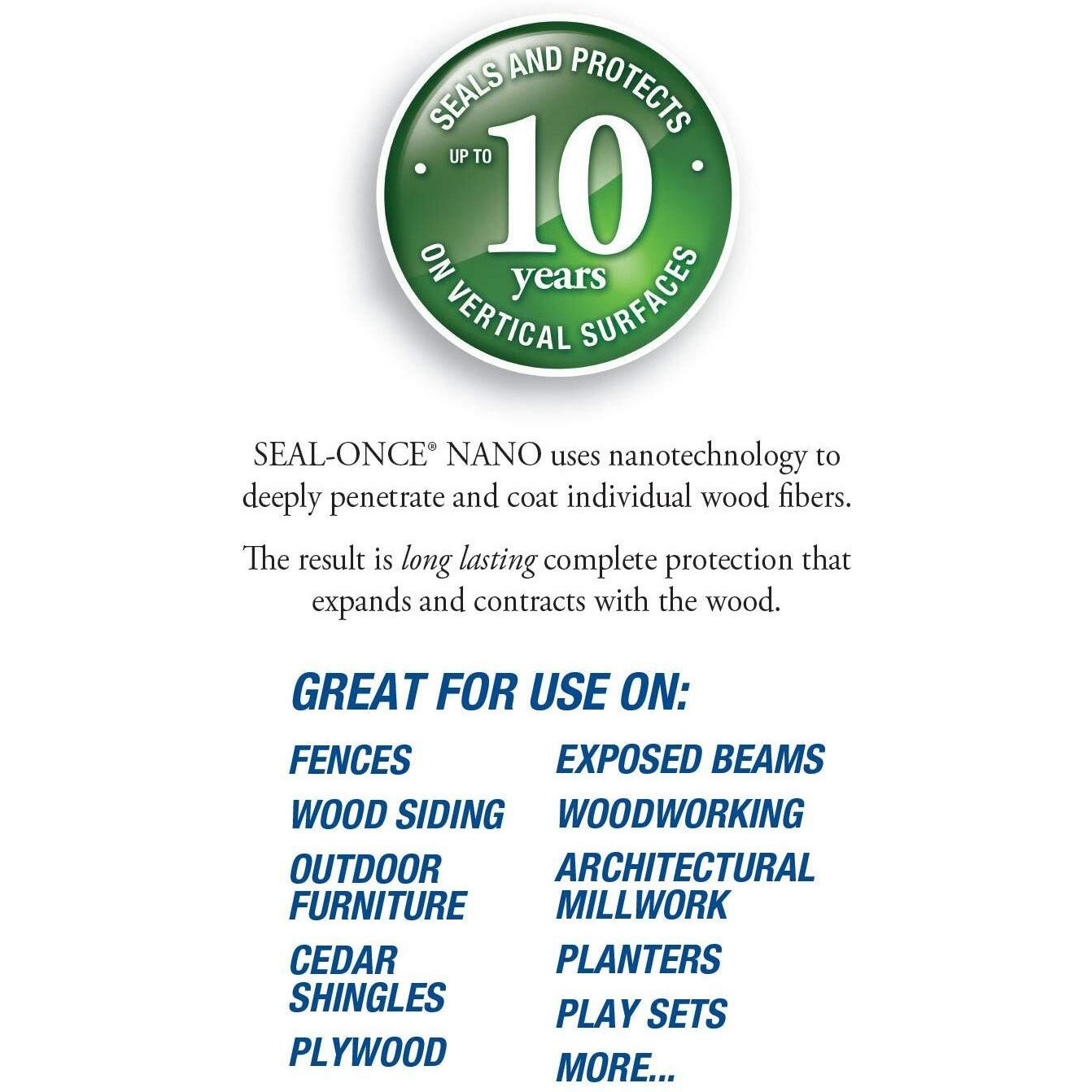 Seal-Once Nano Penetrating Wood Sealer & Stain - 1 Quart. Water-Based  Low-Voc Waterproofer For Fences  Siding  Beams  Outdoor Furniture & Log Homes.
