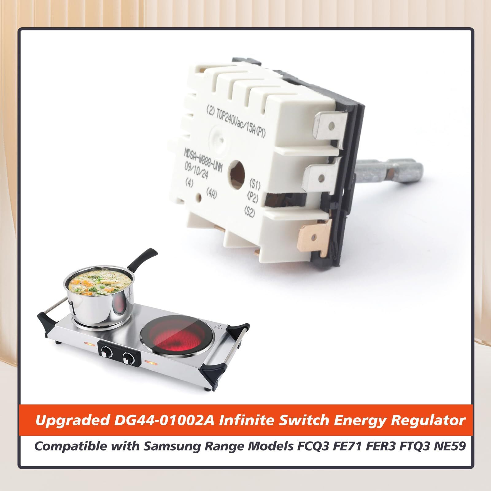 Mhrxusd Upgraded Dg44-01002A Infinite Switch Energy Regulator Replacement For Samsung Range Burner Fcq3 Fe71 Fer3 Ftq3 Ne59 Replace Ap4337066 2087510 Mdsa-W21-Skm  240 Volts