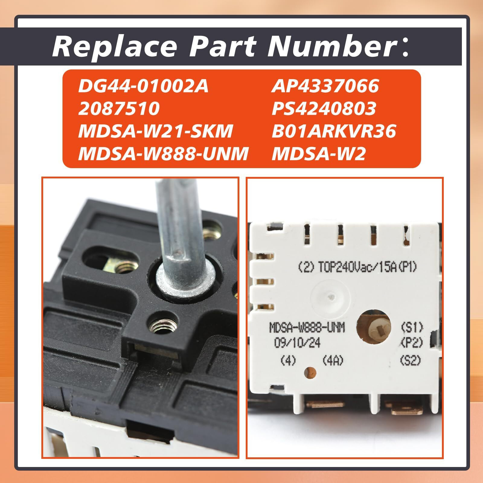 Mhrxusd Upgraded Dg44-01002A Infinite Switch Energy Regulator Replacement For Samsung Range Burner Fcq3 Fe71 Fer3 Ftq3 Ne59 Replace Ap4337066 2087510 Mdsa-W21-Skm  240 Volts