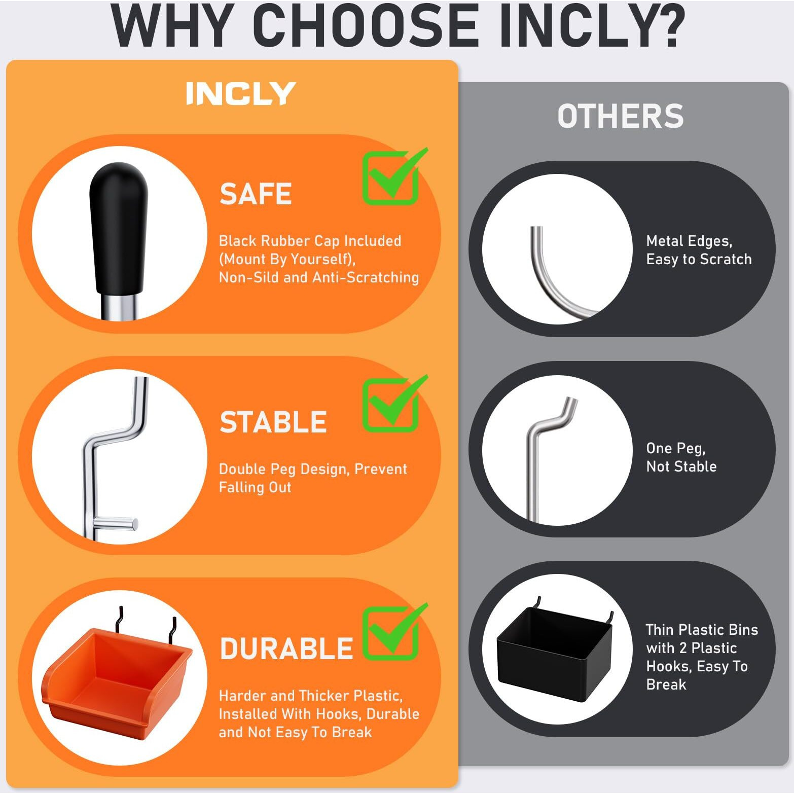 Incly 330Pcs Upgraded Pegboard Accessories Organizer Kit  Peg Board Hooks Assortment With Bins & Cups For Organizing Tools  Fit 1/8 Or 1/4 Inch Pegboard For Garage Workshop Wall Hanging Tools