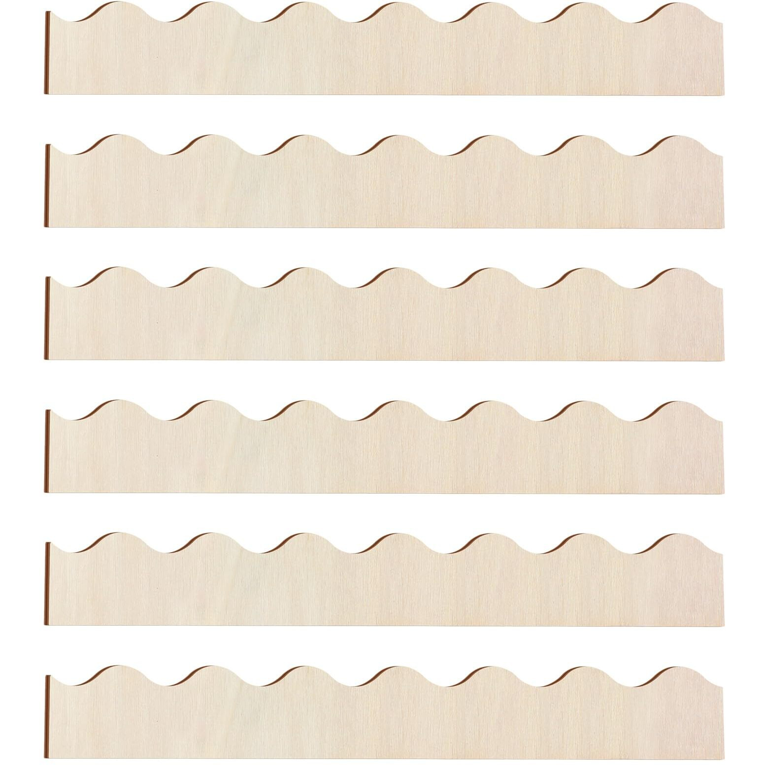 Threehoney Unfinished Scalloped Decorative Wood Trim Scalloped Edge Decorative Wood Molding Cute Diy Moulding Trim For Home Wall Cabinet Shelf And Window Door(6 Pack 15.75 X 1.57 Inch)