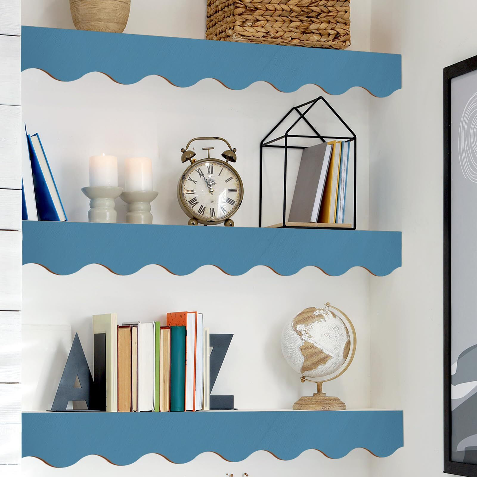 Threehoney Unfinished Scalloped Decorative Wood Trim Scalloped Edge Decorative Wood Molding Cute Diy Moulding Trim For Home Wall Cabinet Shelf And Window Door(6 Pack 15.75 X 1.57 Inch)