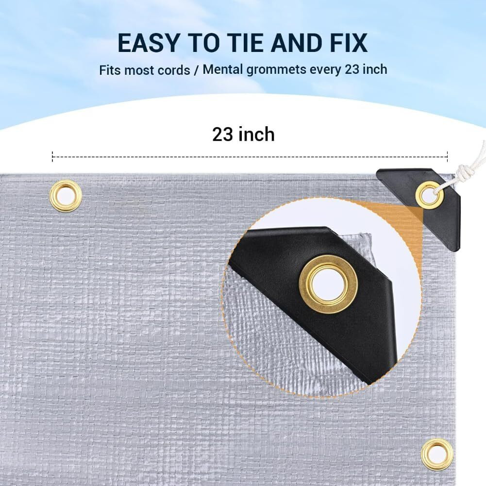 Luvcmft 16X20 Feet Tarp 18 Mil Heavy Duty Tarp Uv Resistant Tear Resistant Outdoor Tarp Cover With Reinforced Edge Grommets For Roofs Patios Camping Trucks Yachts (16Ft X 20Ft)