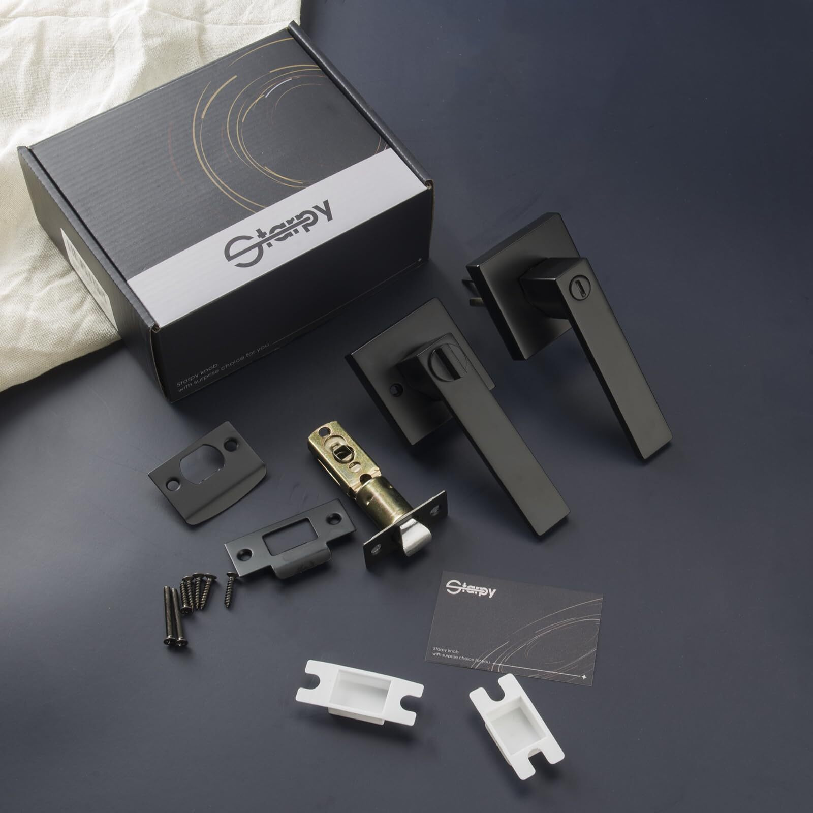 Starpy Interior Matte Black Door Handle Privacy Door Lever For Bath & Bed Keyless Door Lock Door Knob