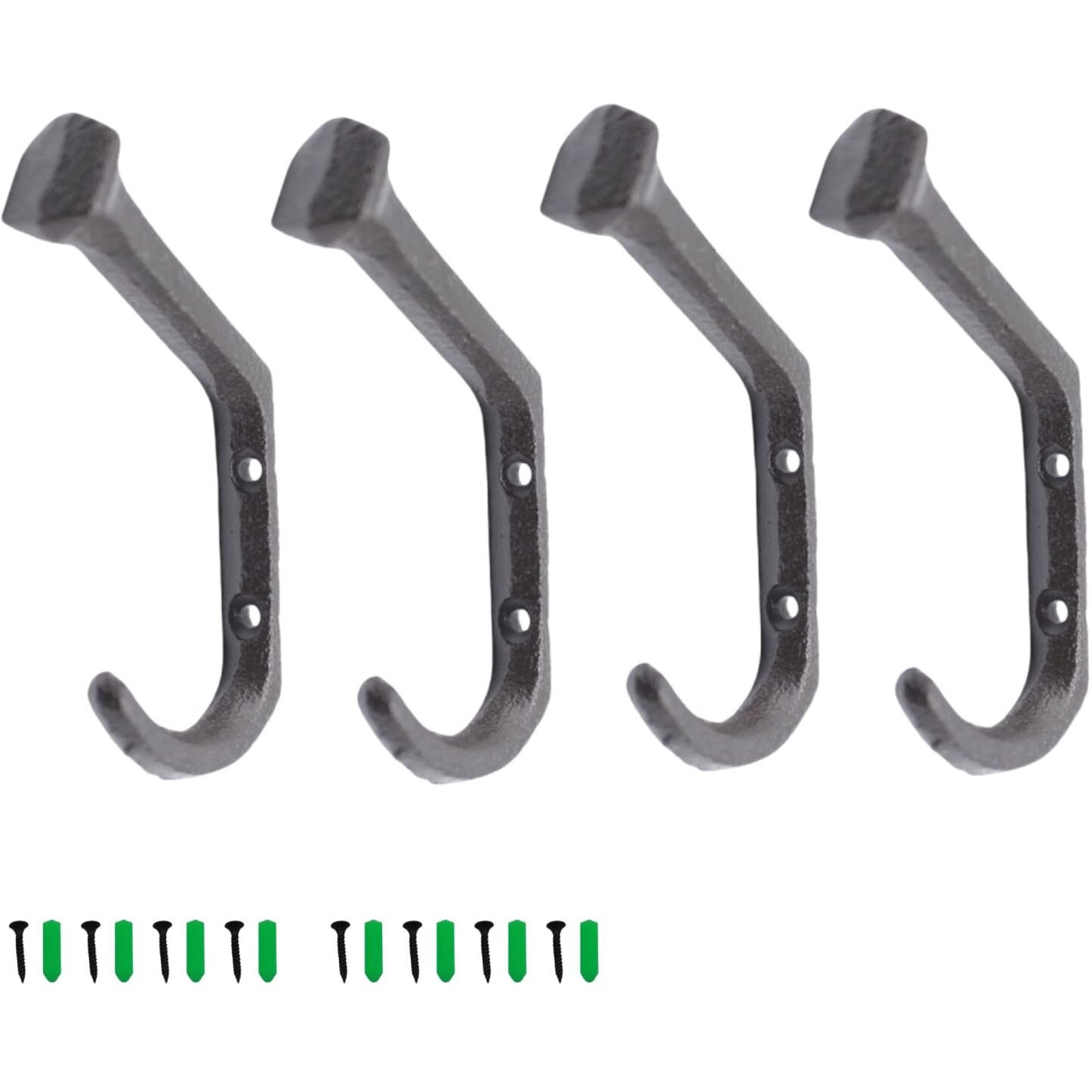 Ygbridge Rustic Cast Hooks Iron Wall Hooks  Set Of 4 Heavy Duty Wall Mount Cast Iron Hooks For Hanging Coats Bags Hats Towels Keys Clothes Scarf (4)