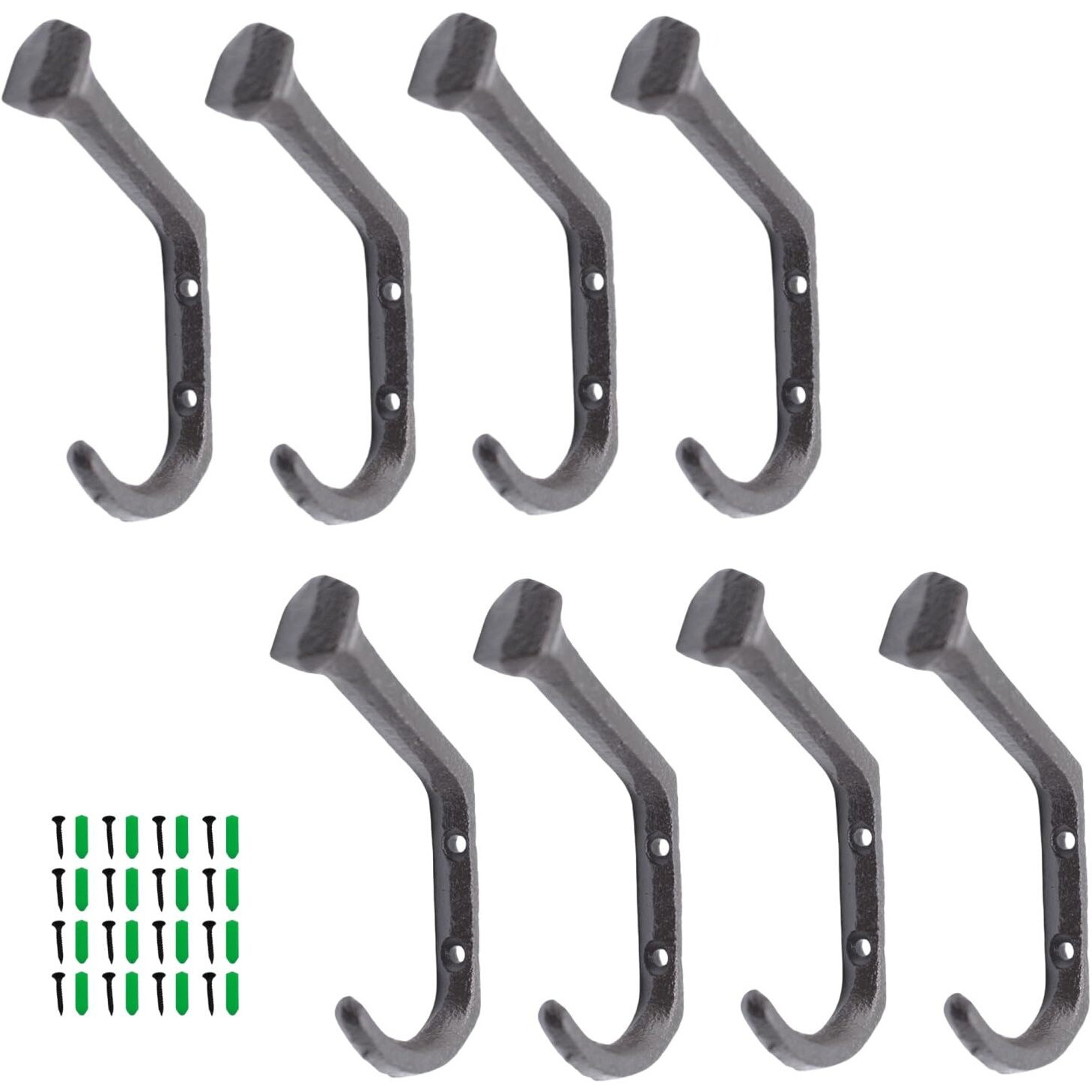 Ygbridge Rustic Cast Hooks Iron Wall Hooks  Set Of 4 Heavy Duty Wall Mount Cast Iron Hooks For Hanging Coats Bags Hats Towels Keys Clothes Scarf (4)