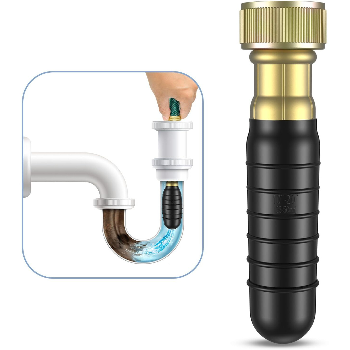 Fosenlion Drain Bladder  Small Drain Cleaning Bladder Fits 1"" To 2"" Pipes  Rubber Drain Bladder Unclogger For Bathroom Sinks  Showers  Swimming Pool Drains  Kitchen Sinks And Main Drains