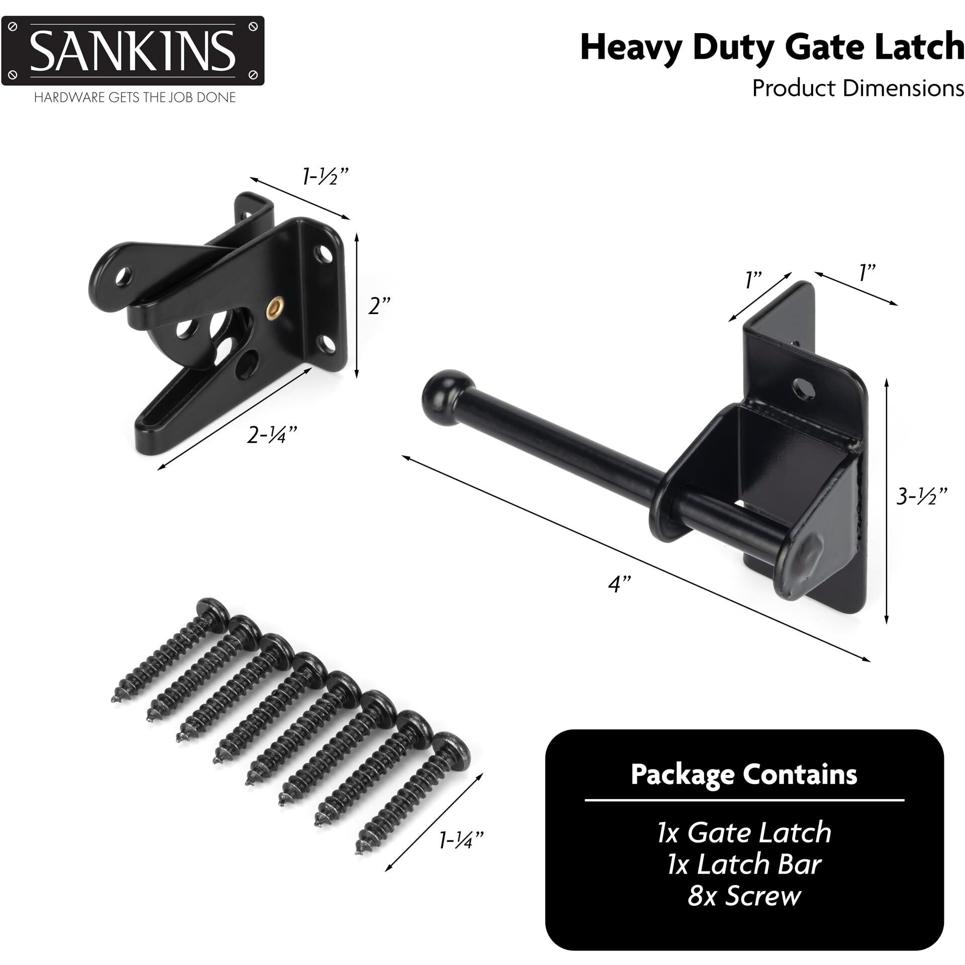 Sankins Self-Locking Gate Latch For Wooden Fence Gate Heavy Duty  Post Mount Automatic Gravity Lever Gate Fence Door Latches For Wooden Fence Secure Pool Garden Shed  Black