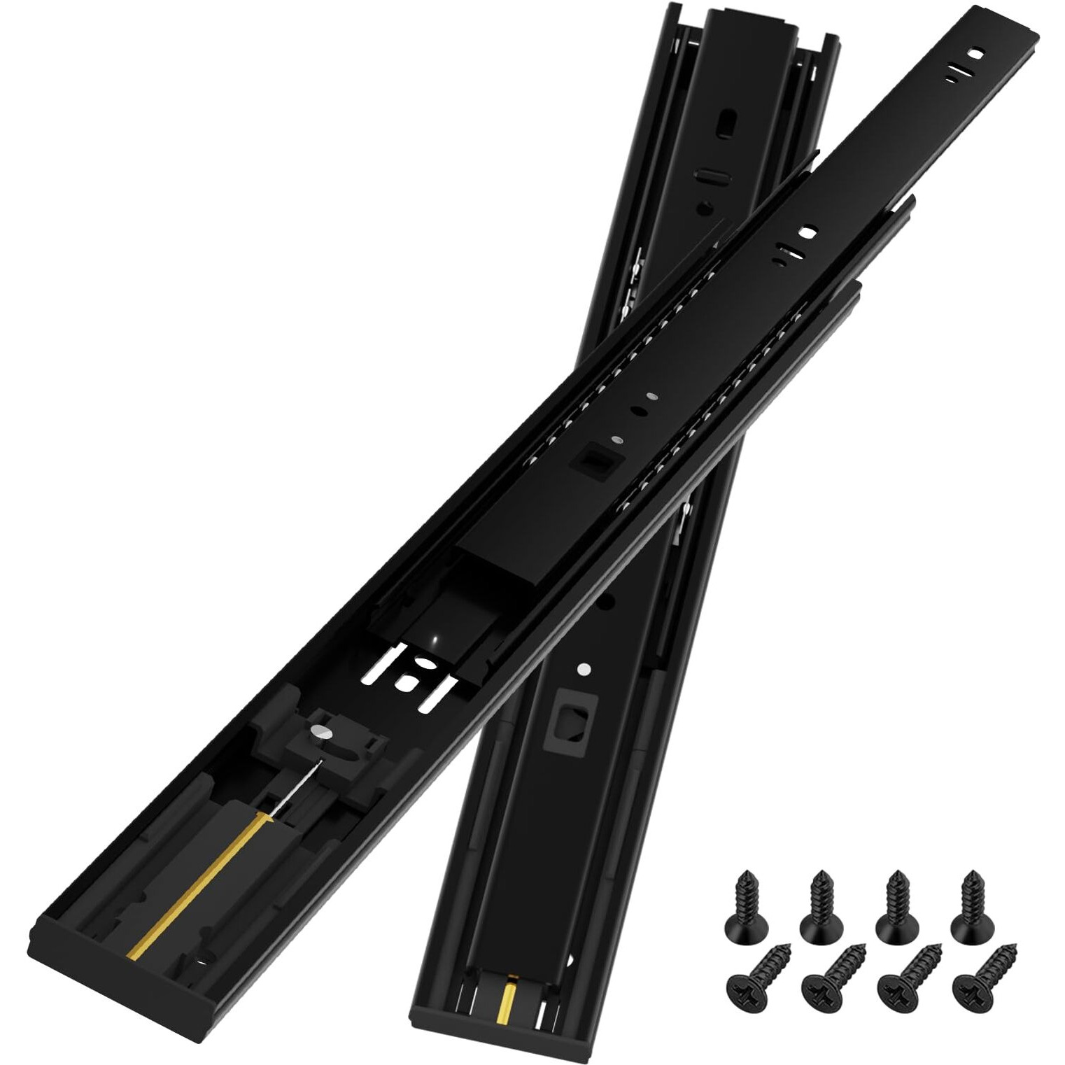 Baidice 1 Pair Soft Close Drawer Slides Rails 12 14 16 18 20 22 24 Inch 100 Lb Load Capacity Side Mount Full Extension Cabinet Runner Self Slow Closing Ball Bearing Metal Dresser Glide Track Black