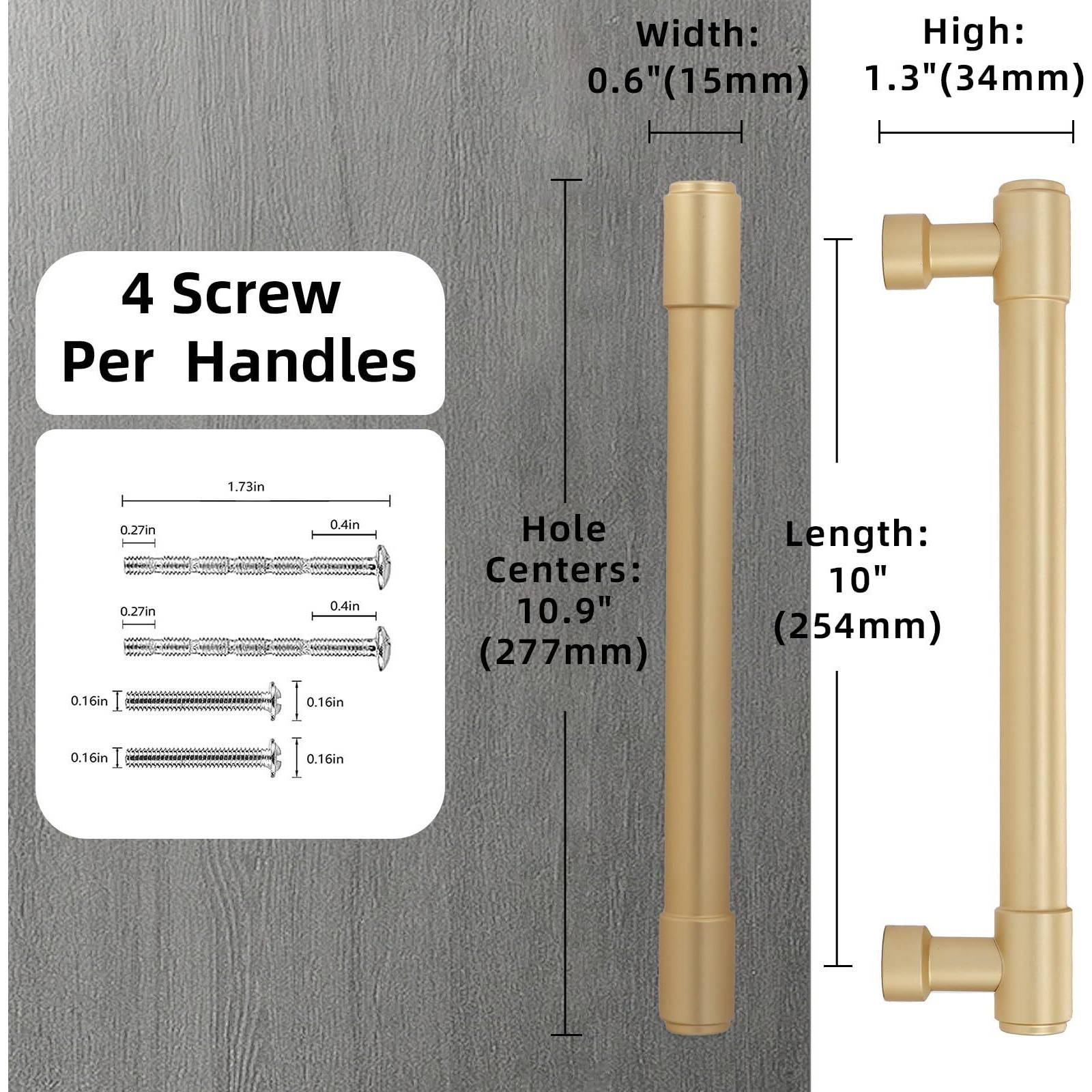 Amasideca 10 Pack Brushed Gold Cabinet Pulls 10 Inch(254Mm) Hole Centers Kitchen Cabinet Handles Gold Drawer Pulls