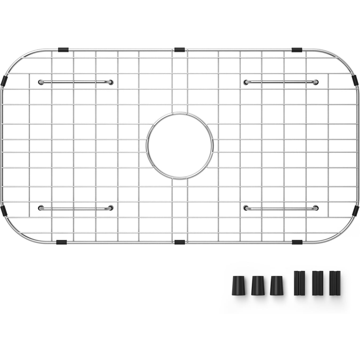 Sink Protector Grid 26-1/16"" X 14-1/16""  Rear Drain With Corner Radius 3-1/2""  304 Stainless Steel Material (Centered Drain) For Single Bowl Kitchen Sink
