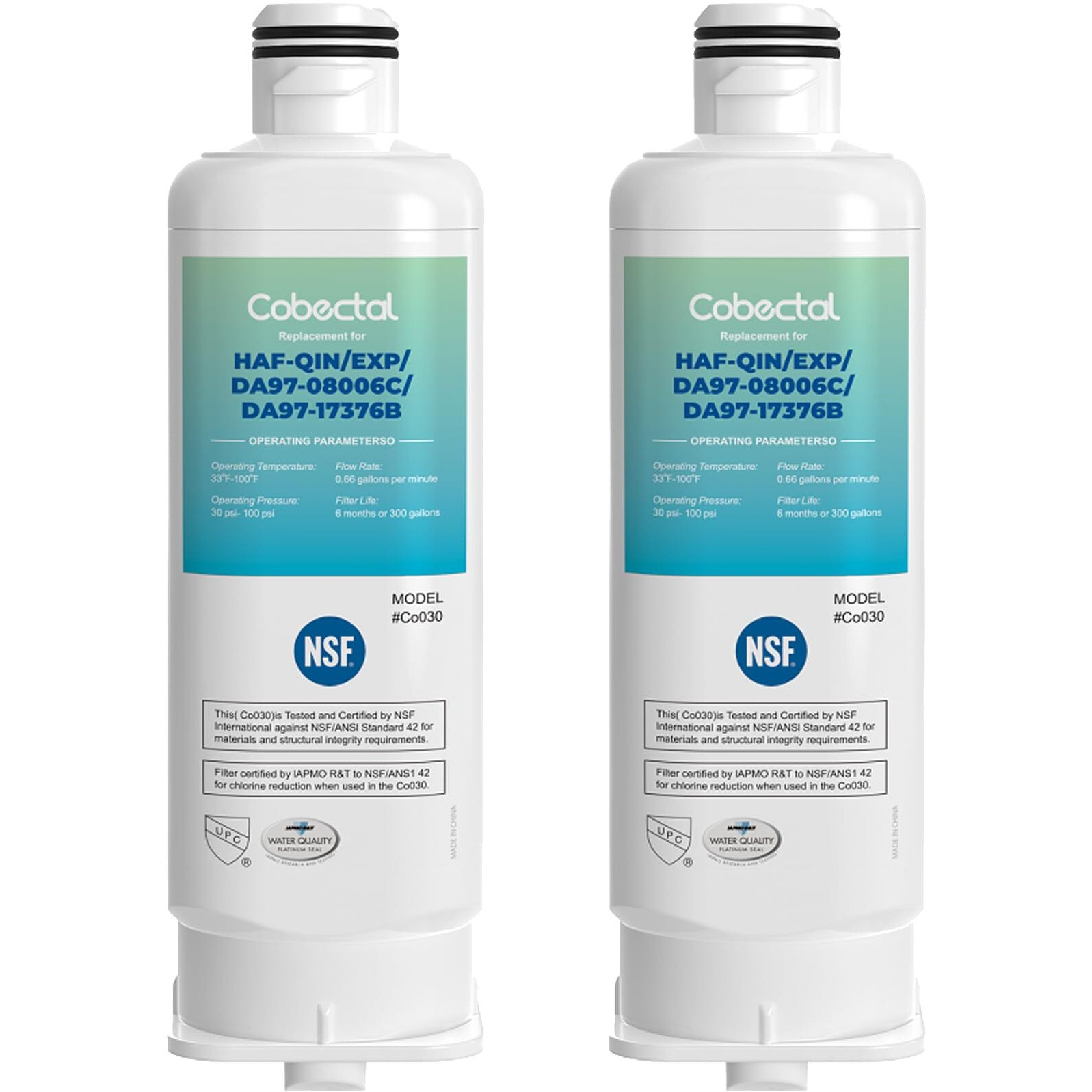 Haf-Qin/Exp Water Filter Replacement For Samsung Haf-Qin Da97-17376B Rs27T5200Sr Hafqin Rs22T5201Sr Rf27T5241Sr Rf29A9671Sr Da97-08006C Rf28T5001Sr Rf27T5201Sr Rf27T5201Sg 2 Pack By Cobectal