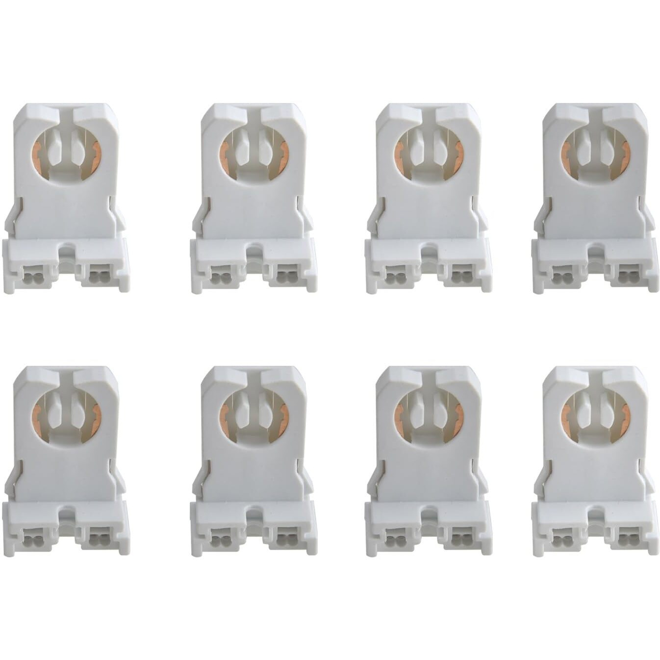 8 Pack Non Shunted T8 Lamp Holder Socket Turn Type For Led Fluorescent Tube Replacements Retrofit Kit Parts White