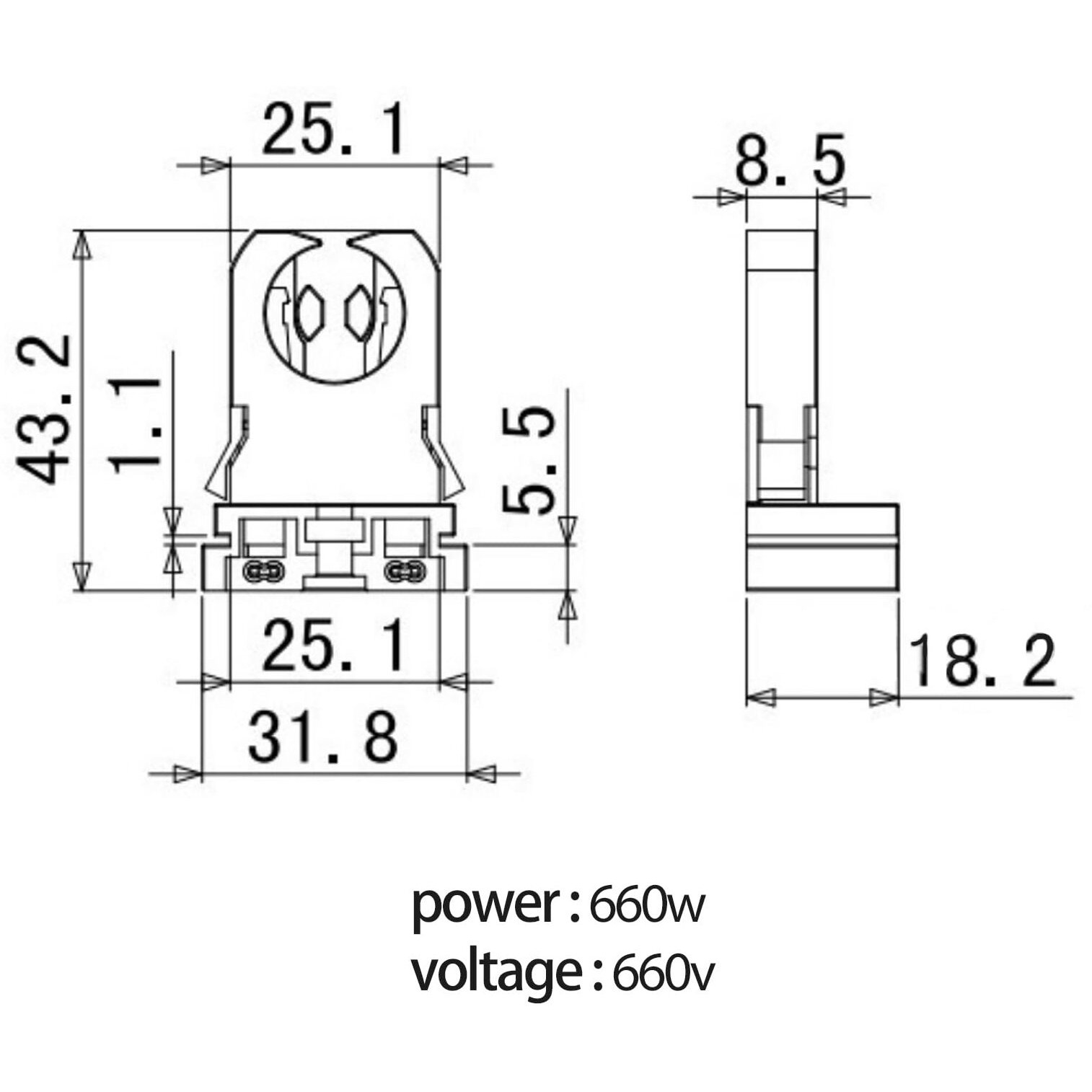 8 Pack Non Shunted T8 Lamp Holder Socket Turn Type For Led Fluorescent Tube Replacements Retrofit Kit Parts White