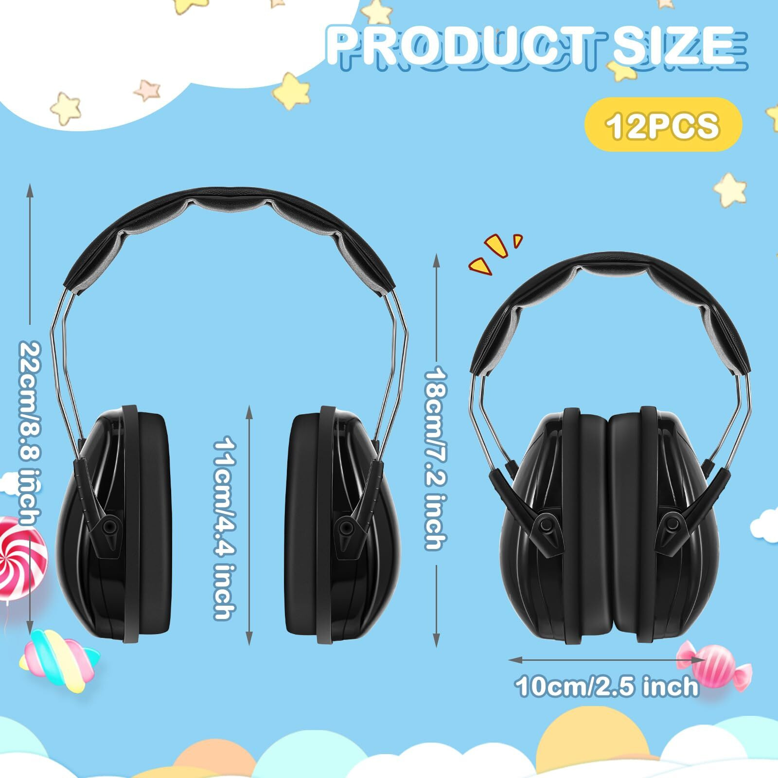 Amylove 12 Pcs Kids Ear Protection Noise Cancelling Headphones Ear Muffs Bulk 27Db Sensory Headphones Noise Reduction Hearing Protection Earmuffs For Autism Concert (Fresh Style  Bright Color)
