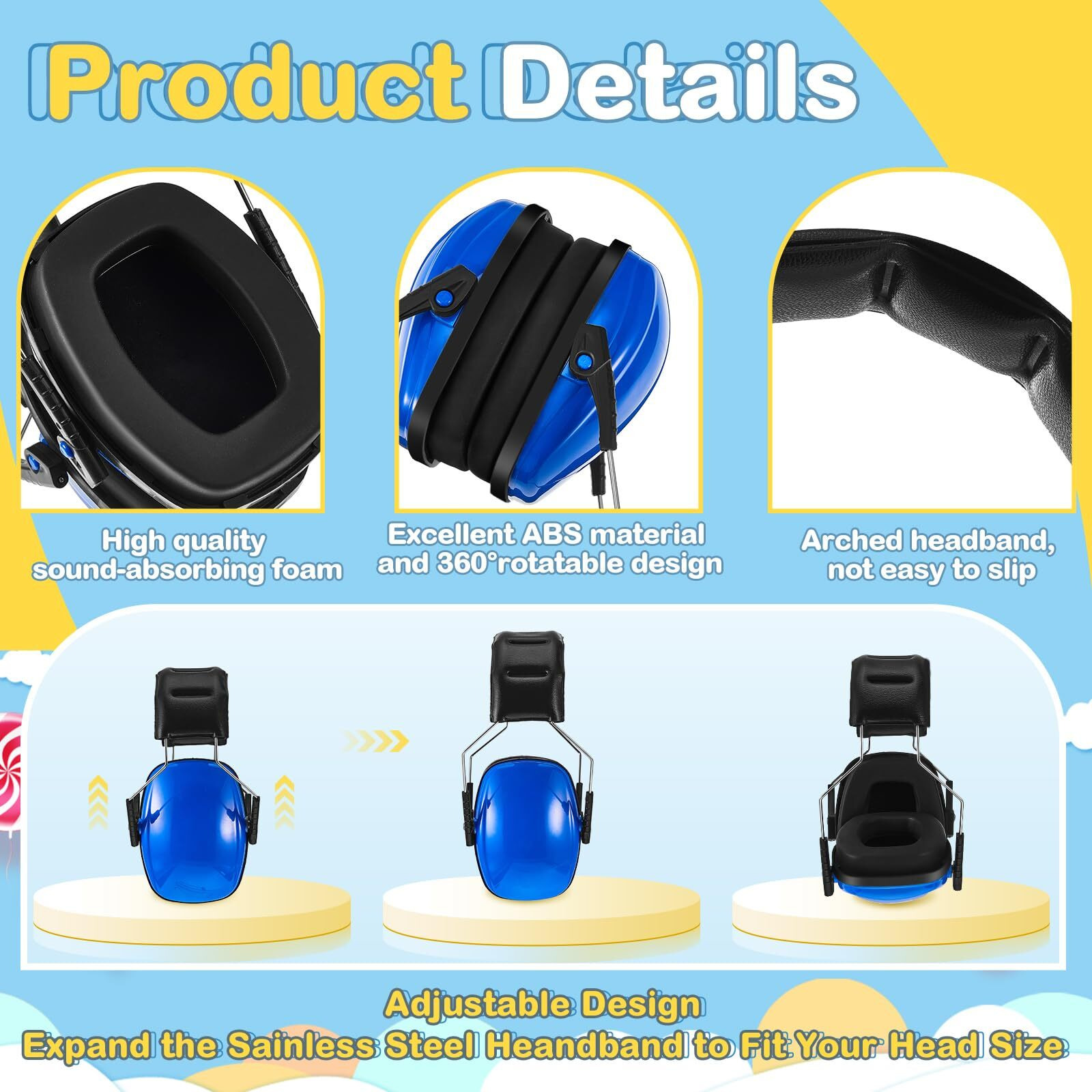 Amylove 12 Pcs Kids Ear Protection Noise Cancelling Headphones Ear Muffs Bulk 27Db Sensory Headphones Noise Reduction Hearing Protection Earmuffs For Autism Concert (Fresh Style  Bright Color)