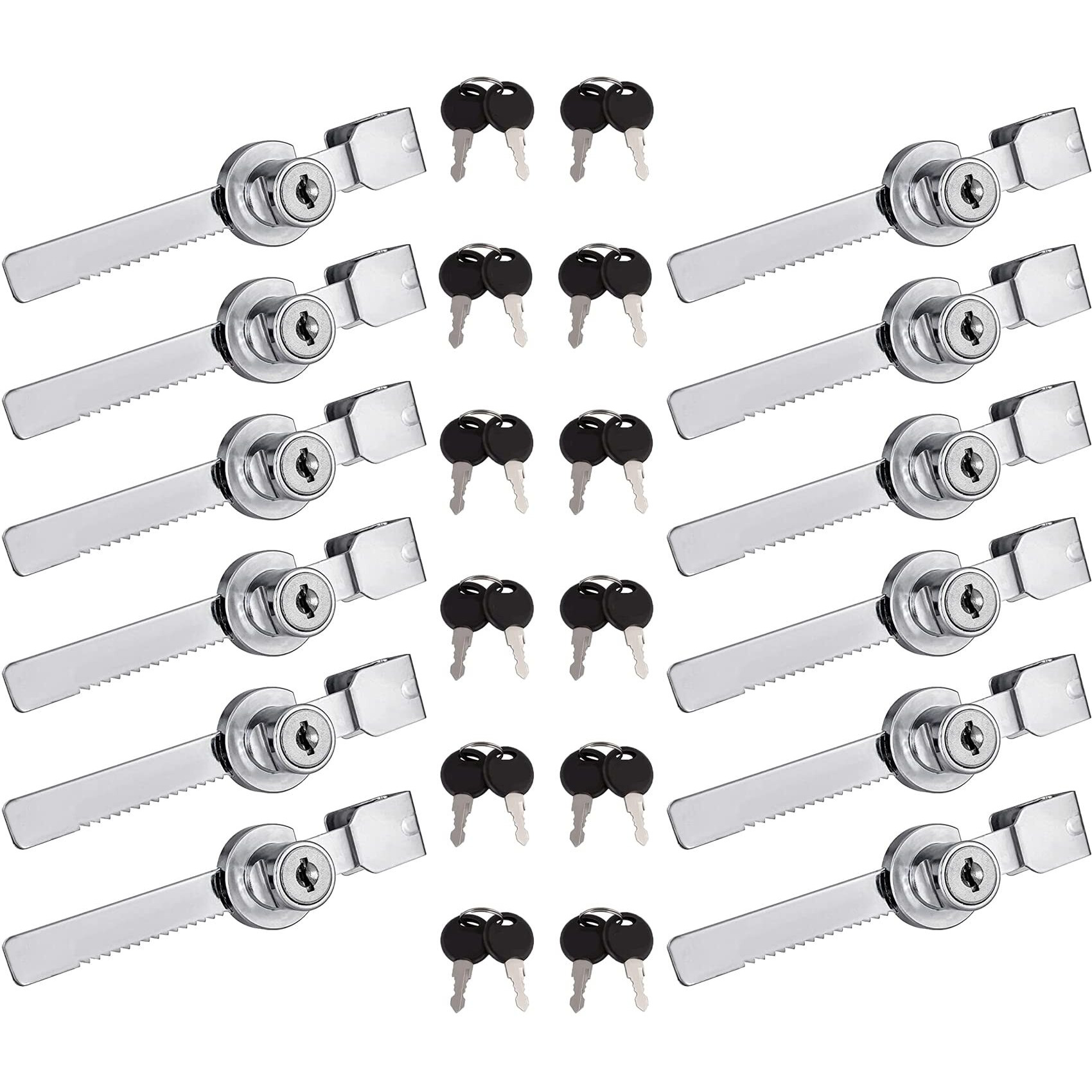 12Pack Display Case Lock Showcase For Sliding Glass Door  Lock With 24 Keys (Keyed Alike)