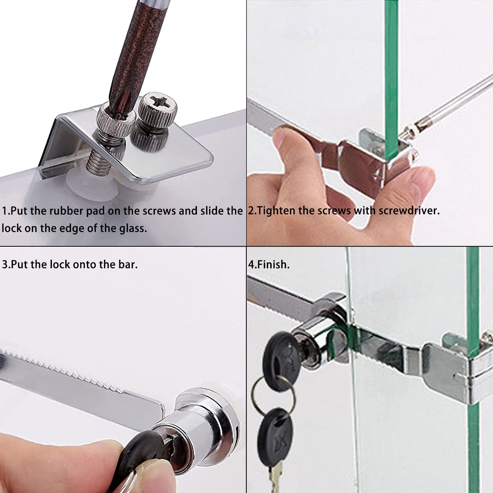 12Pack Display Case Lock Showcase For Sliding Glass Door  Lock With 24 Keys (Keyed Alike)
