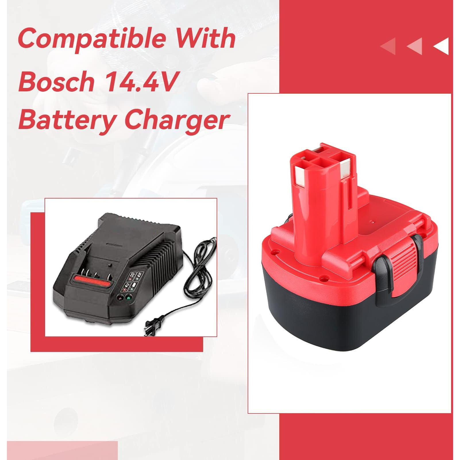 Vanon 2Pack 14.4V 3.6Ah Bat140 Ni-Mh For Bosch 14.4V Battery Bat038 Bat040 Bat041 Bat159 Compatible With Bosch 14.4V Cordless Power Tools