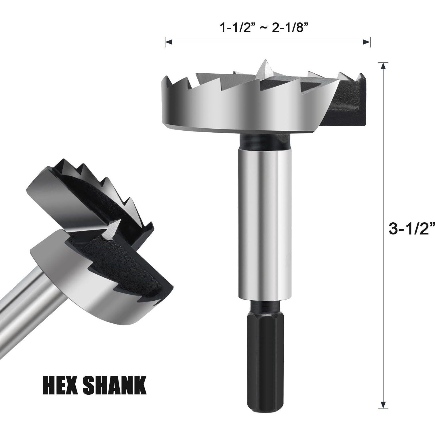 Nibblax 2 Inch Forstner Drill Bit For Woodworking  2"" Forstner Bit Wood Drill Bits For Holes  Hinge Cutter For Hard Wood  Plastic  Plywood Hex Shank