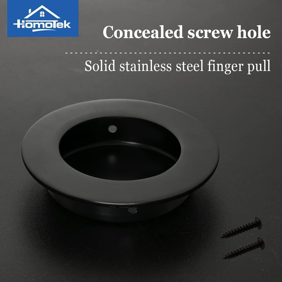 Homotek 4 Pack Round Sliding Closet Door Handles Diameter 2-1/2 In(65Mm) Black Flush Pocket Pulls Recessed Bypass Door Handles  Stainless Steel Barn Door Finger Pull Set