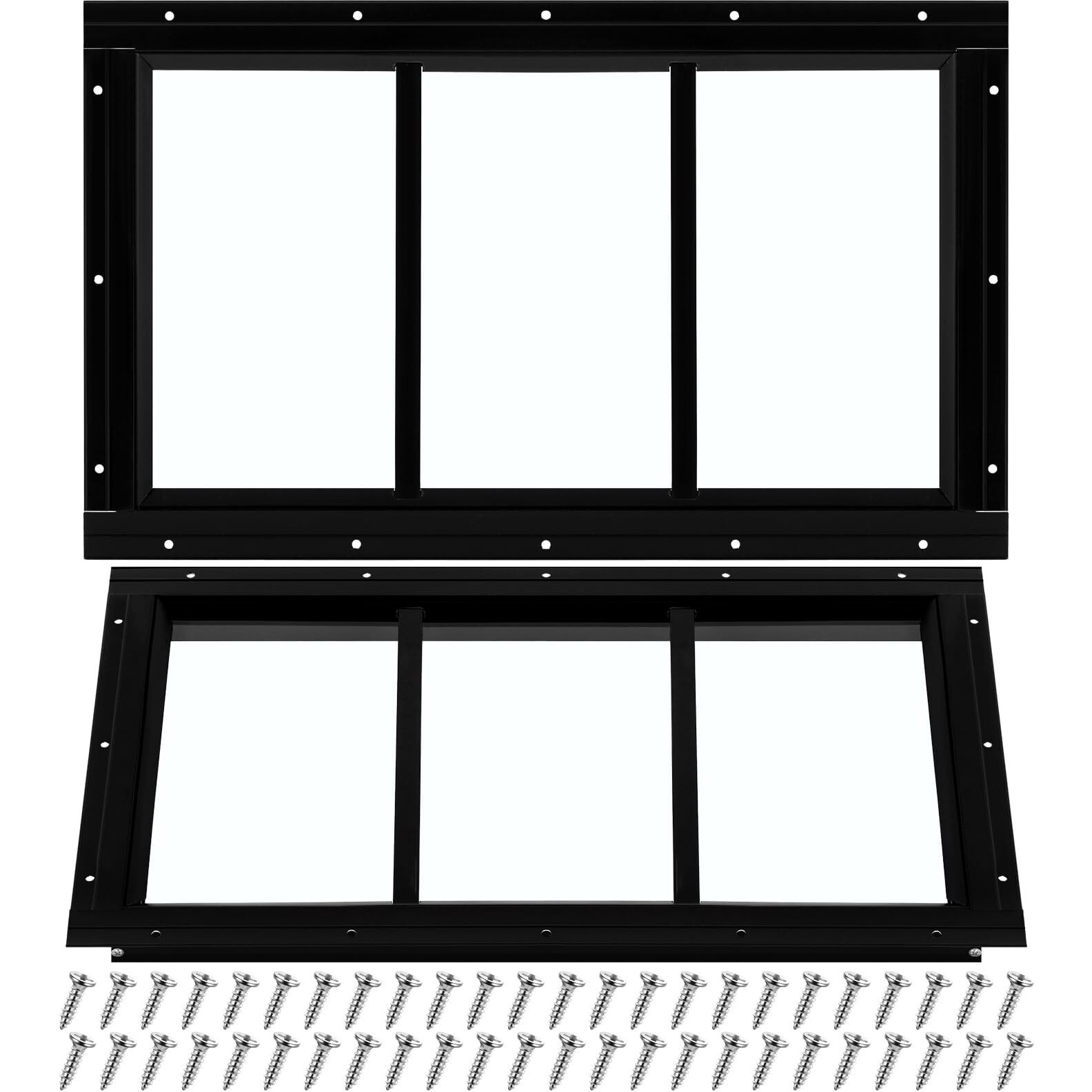 Tandefio 2 Pack 10'' X 18'' Black Basement Garage Door Flush Mount Shed Window With Tempered Glass Household Windows With Srews For Chicken Coop Sheds Barns Playhouse