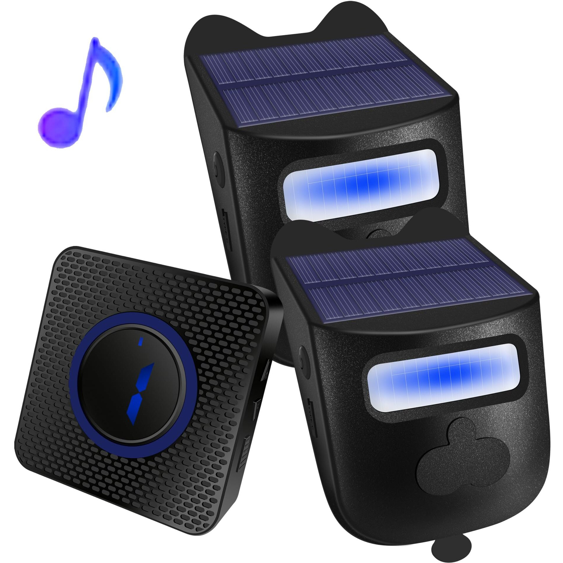 Solar Wireless Driveway Alarm Outdoor Weather-Resistant Motion Sensor Detector Doorbell Chime  Diy Security Alert System (2 Sensor & 1 Doorbell)