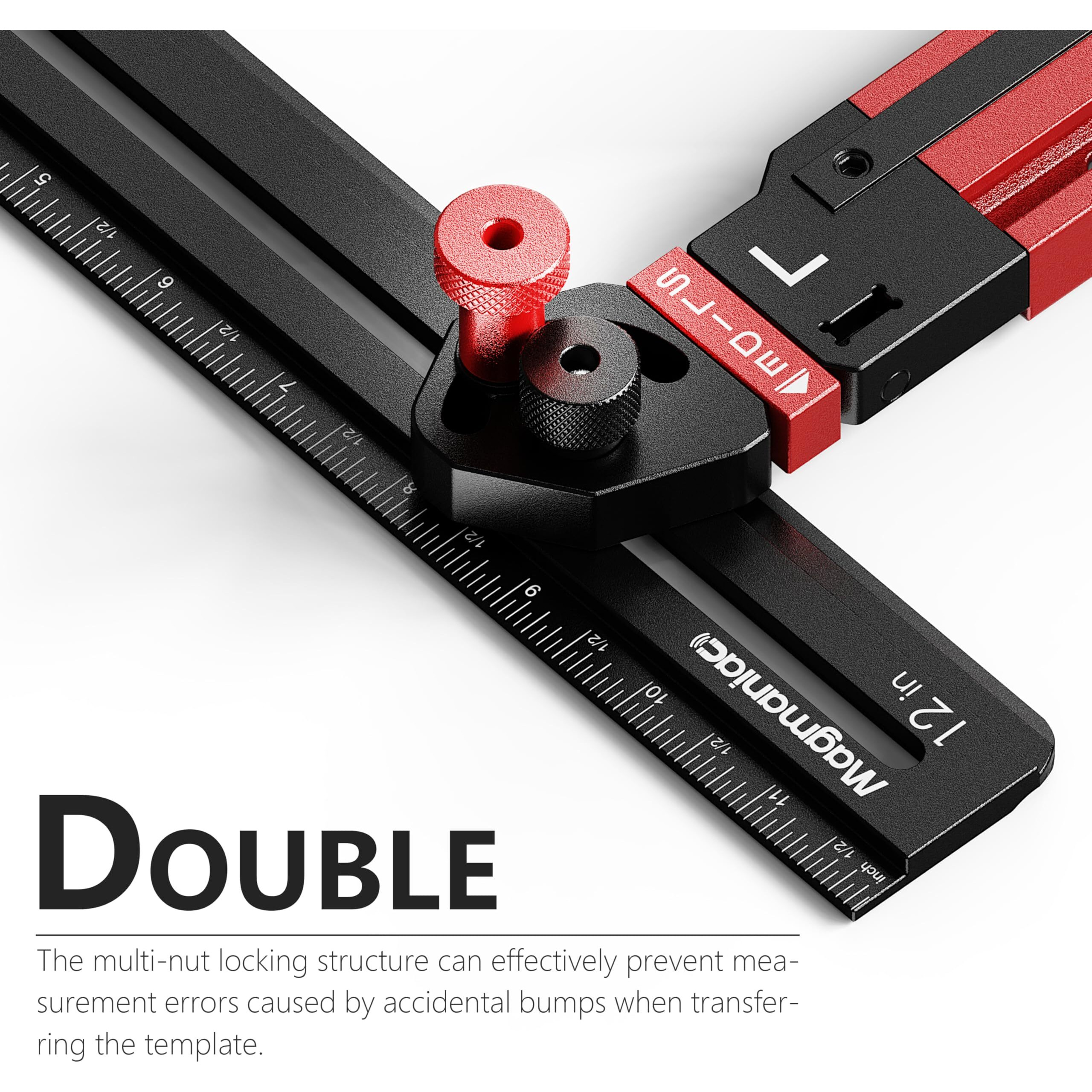 Magmaniac Stair Tread Template Tool Jig - Dual Nut Stair Tread Tool  Stair Measuring Tool  Stair Gauge Jig Tool For Stairs Template Tool  Stair Step Scribe Tool  Stair Guide Tool (Red*Black)
